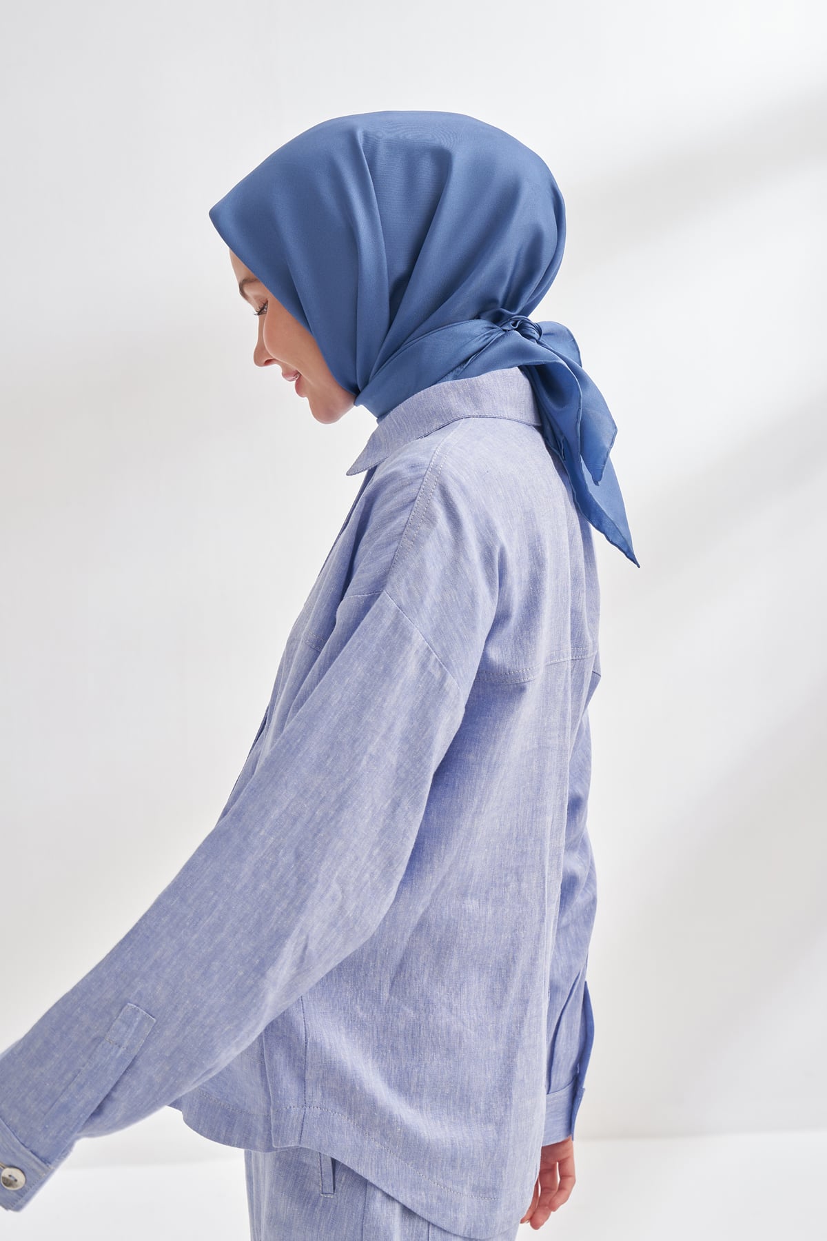 PREMIUM TWILL İPEK EŞARP - KOYU KOT MAVİSİ