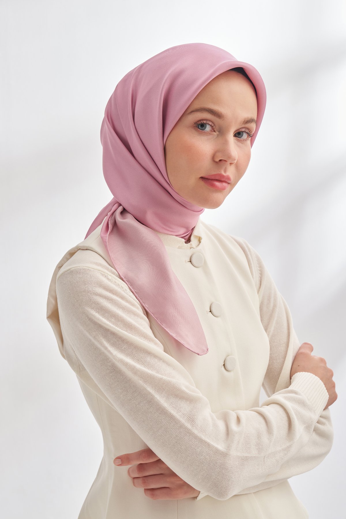 PREMIUM TWILL İPEK EŞARP - KOYU PUDRA