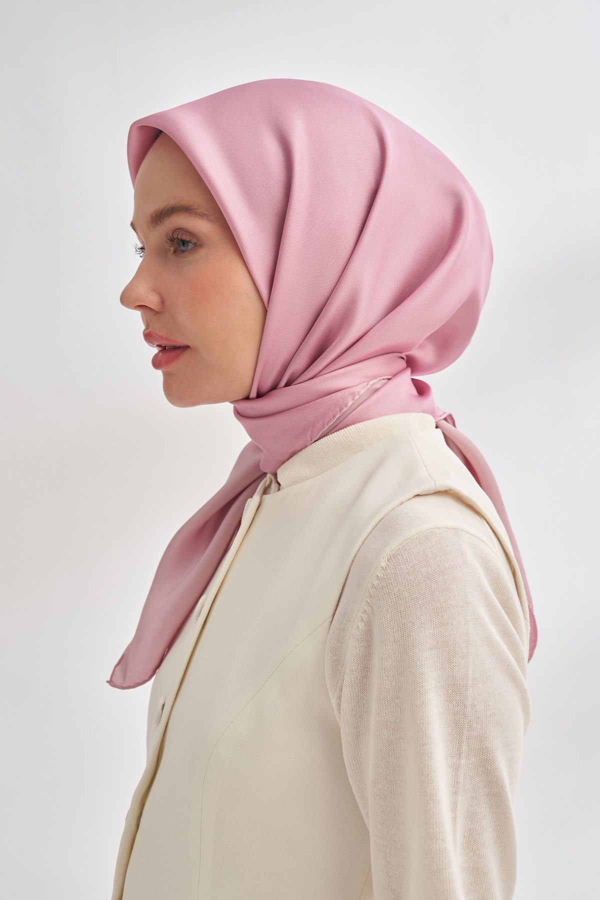 PREMIUM TWILL İPEK EŞARP - KOYU PUDRA