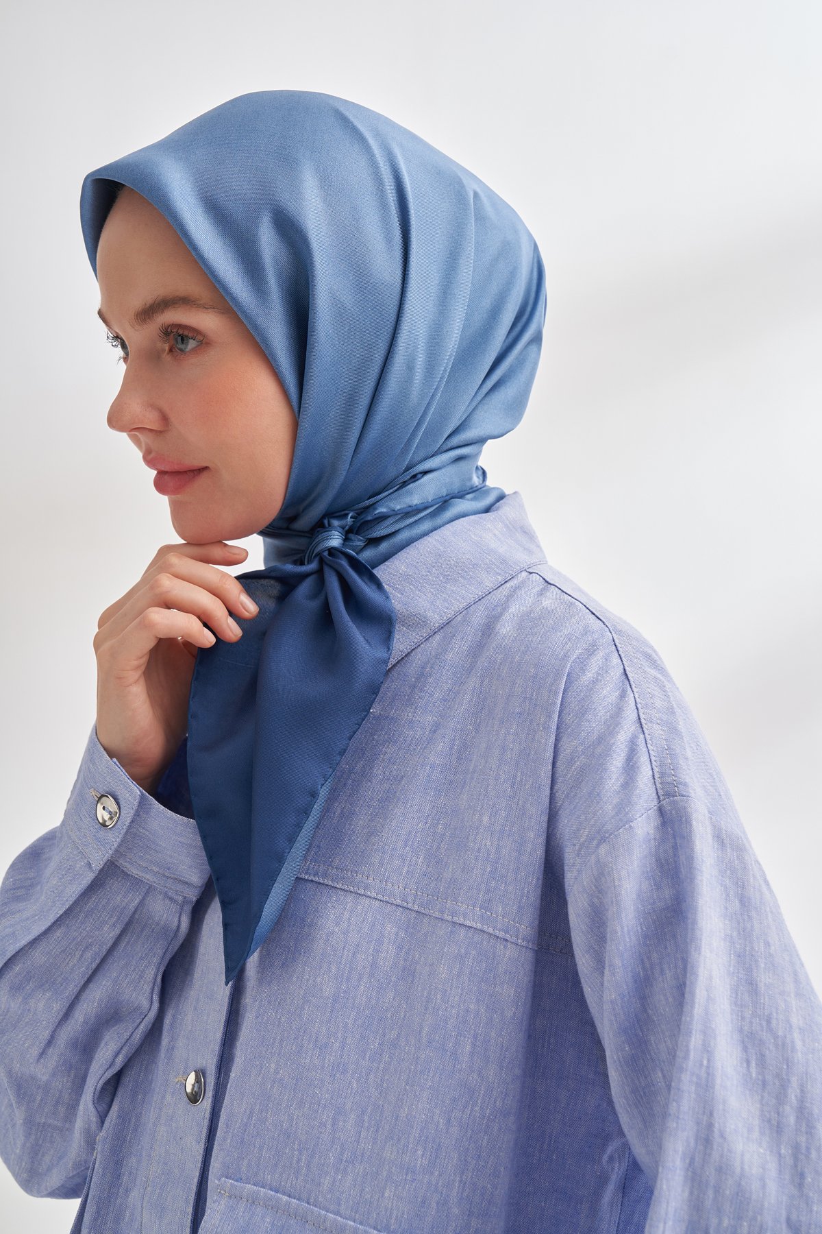 PREMIUM TWILL İPEK EŞARP - LACİVERT