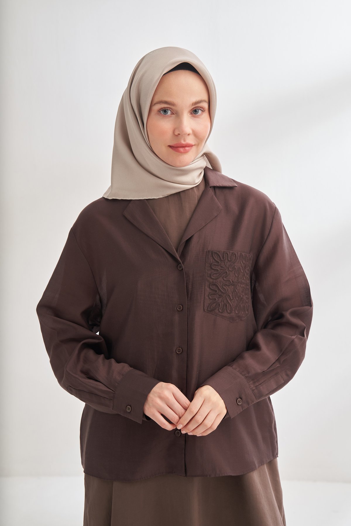 PREMIUM TWILL İPEK EŞARP - MAT PUDRA