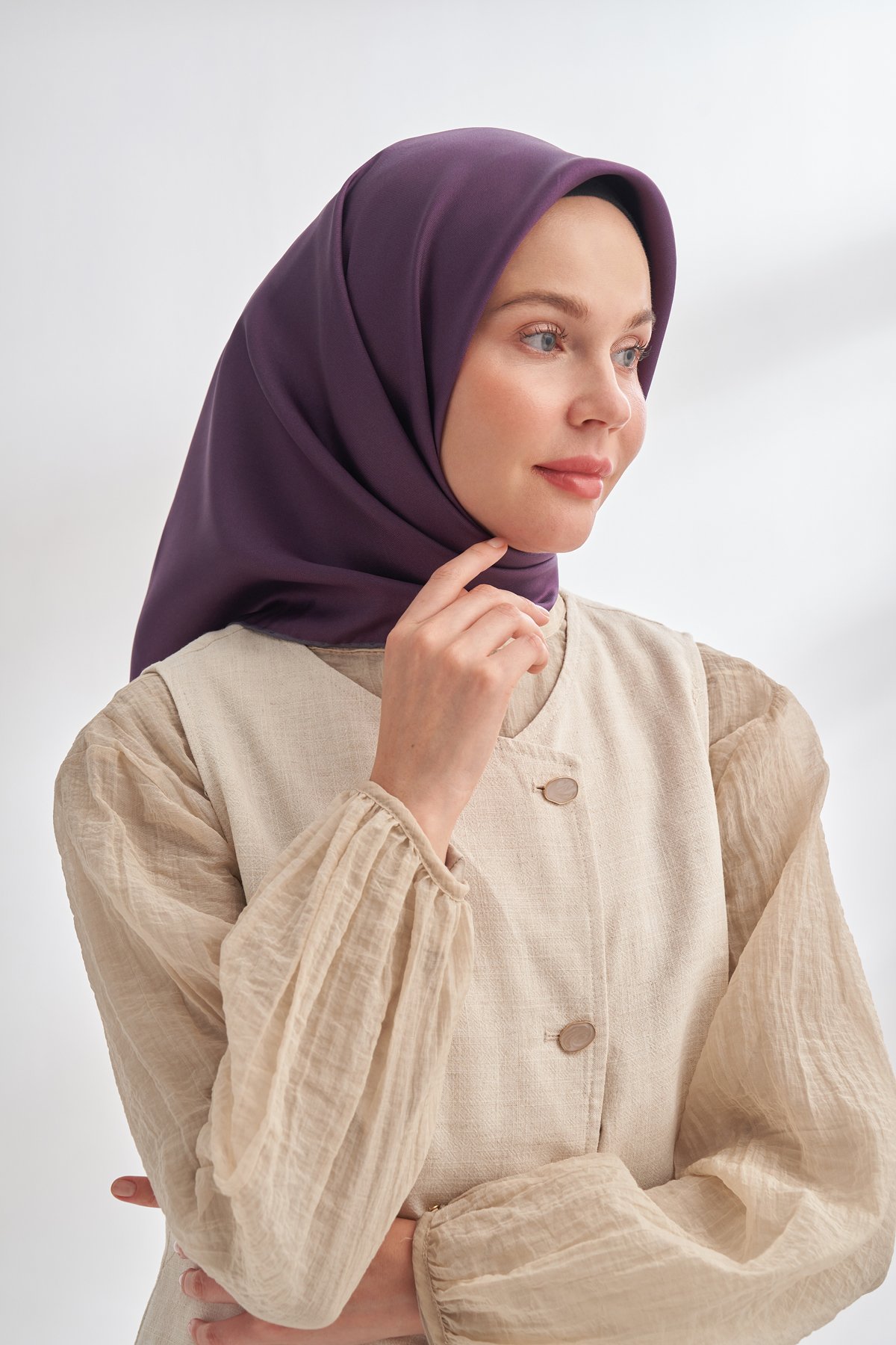 PREMIUM TWILL İPEK EŞARP - MÜRDÜM