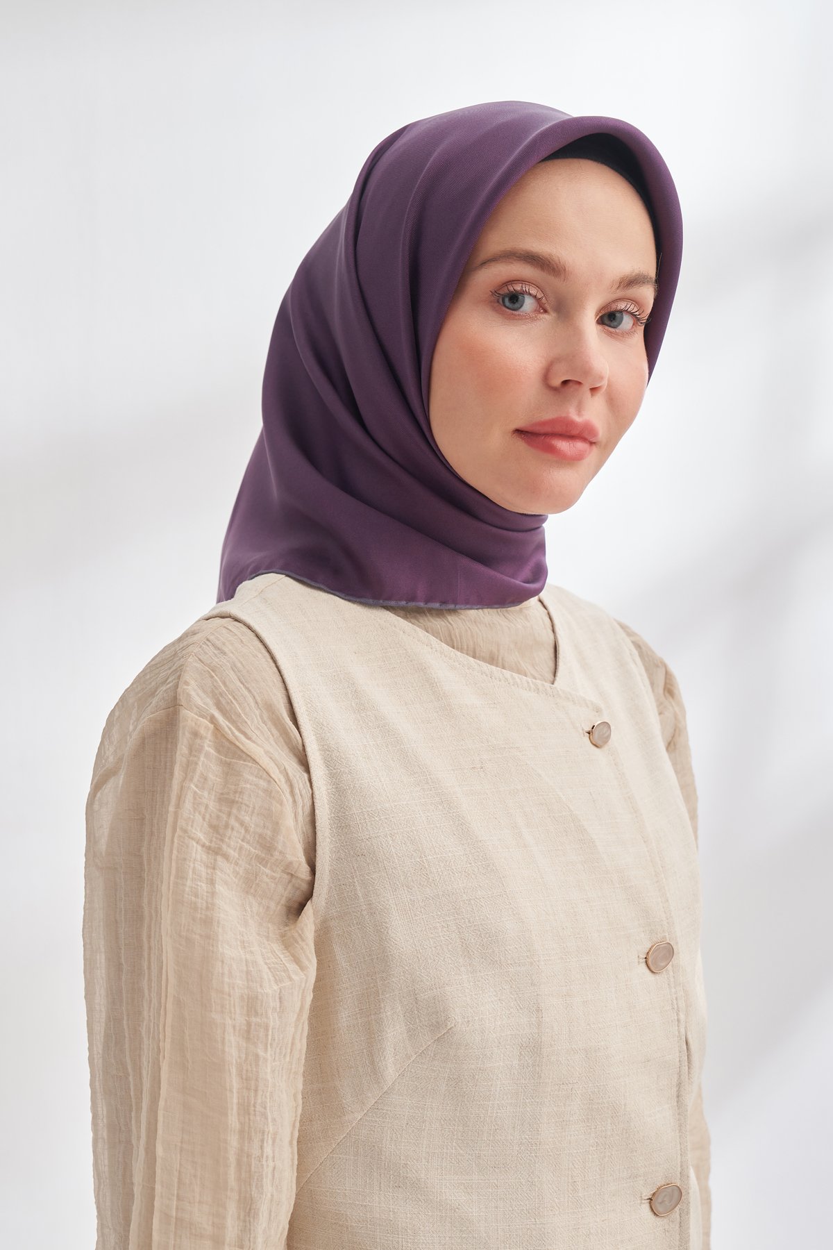PREMIUM TWILL İPEK EŞARP - MÜRDÜM