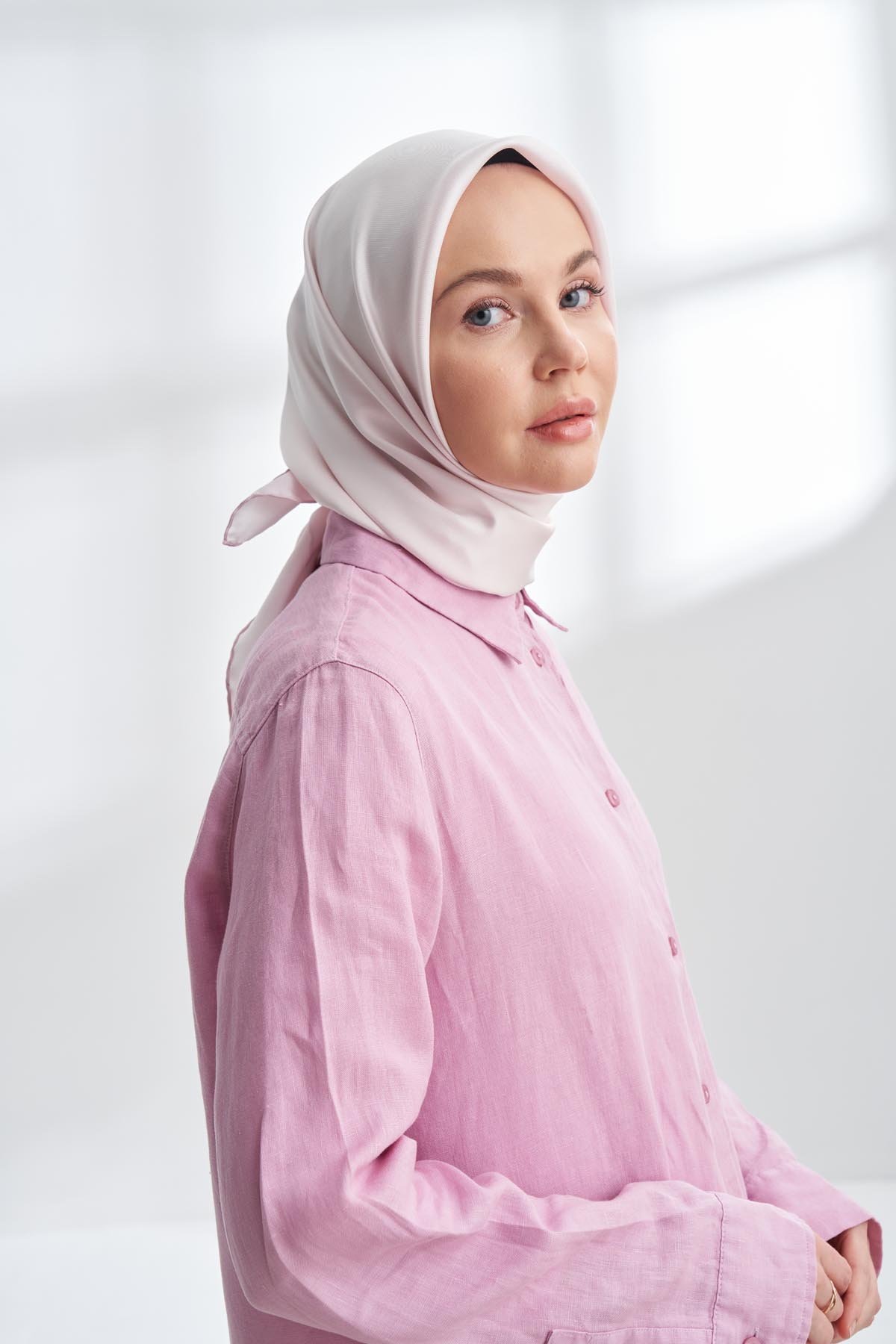 PREMIUM TWILL İPEK EŞARP - PUDRA