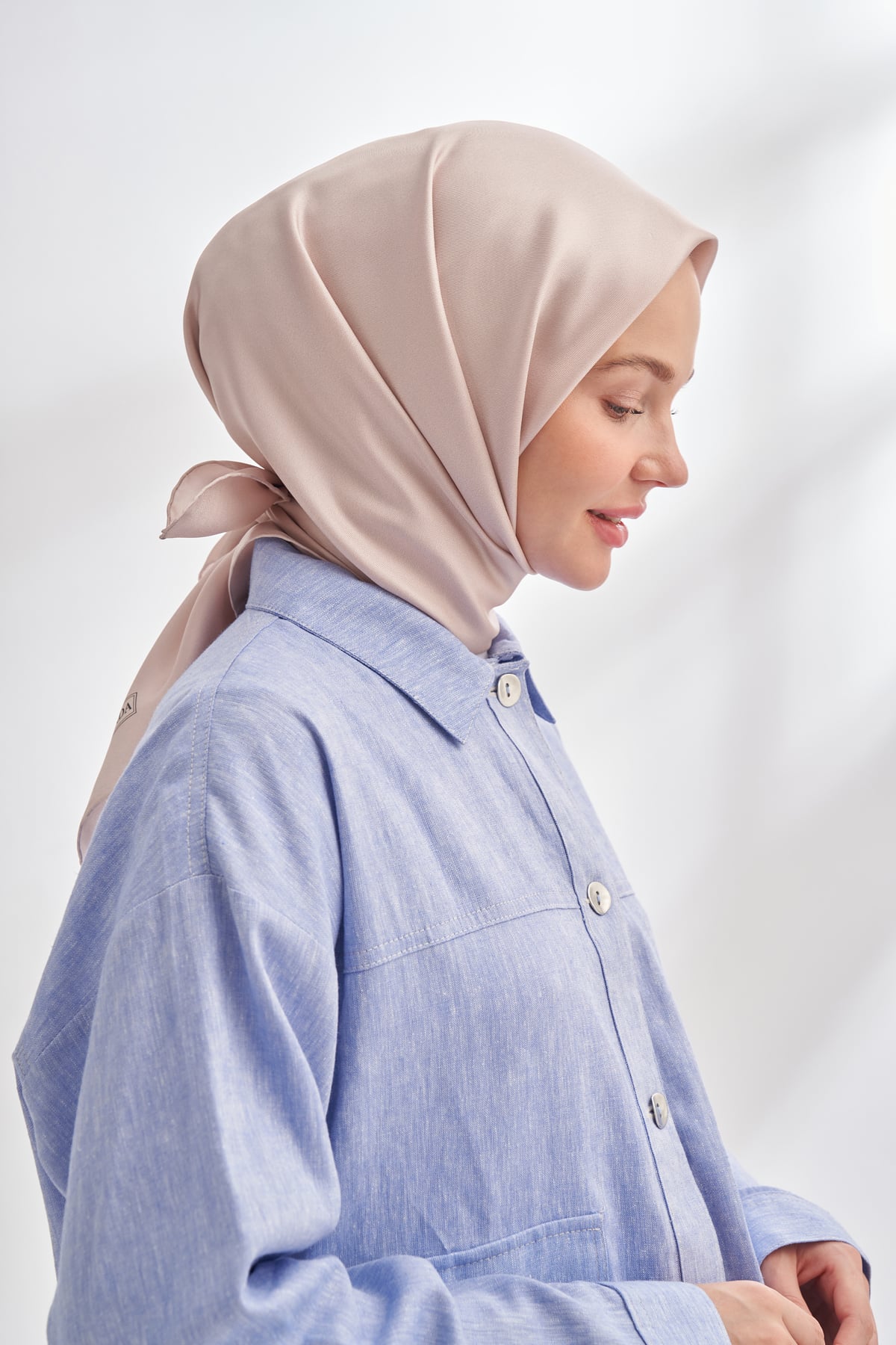 PREMIUM TWILL İPEK EŞARP - PUDRA