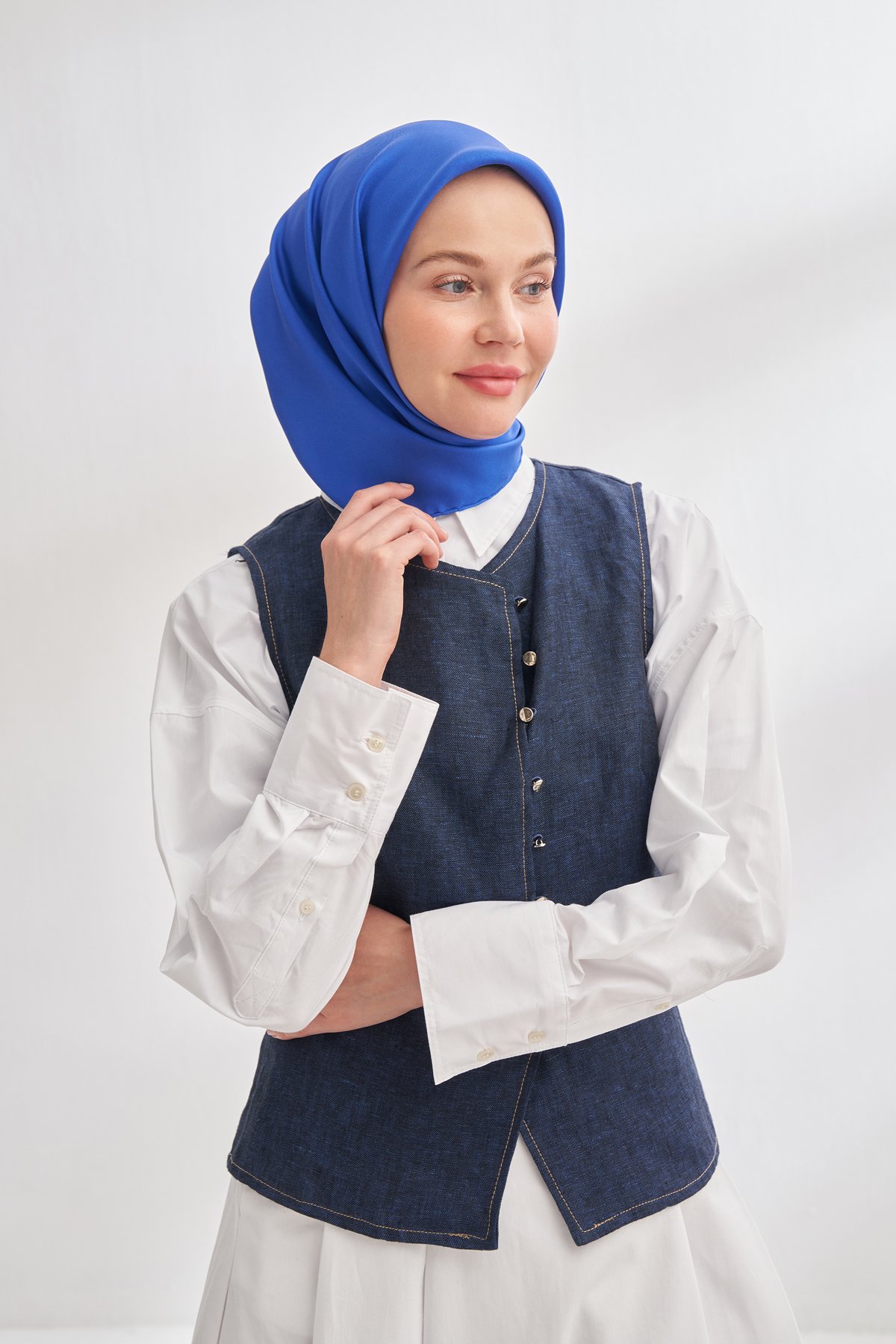 PREMIUM TWILL İPEK EŞARP - SAKS
