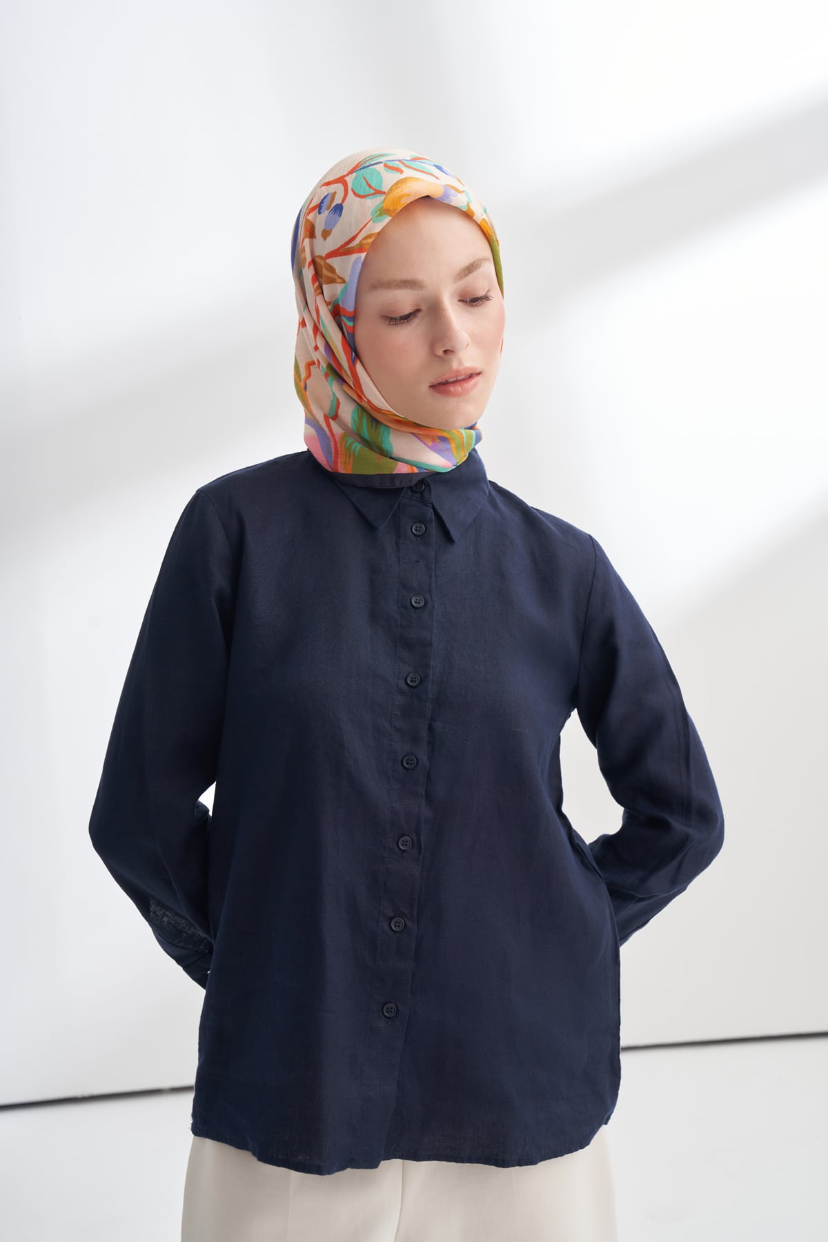 ROSELLE DESEN THE TENCEL EDIT EŞARP  - LACİVERT - MOR