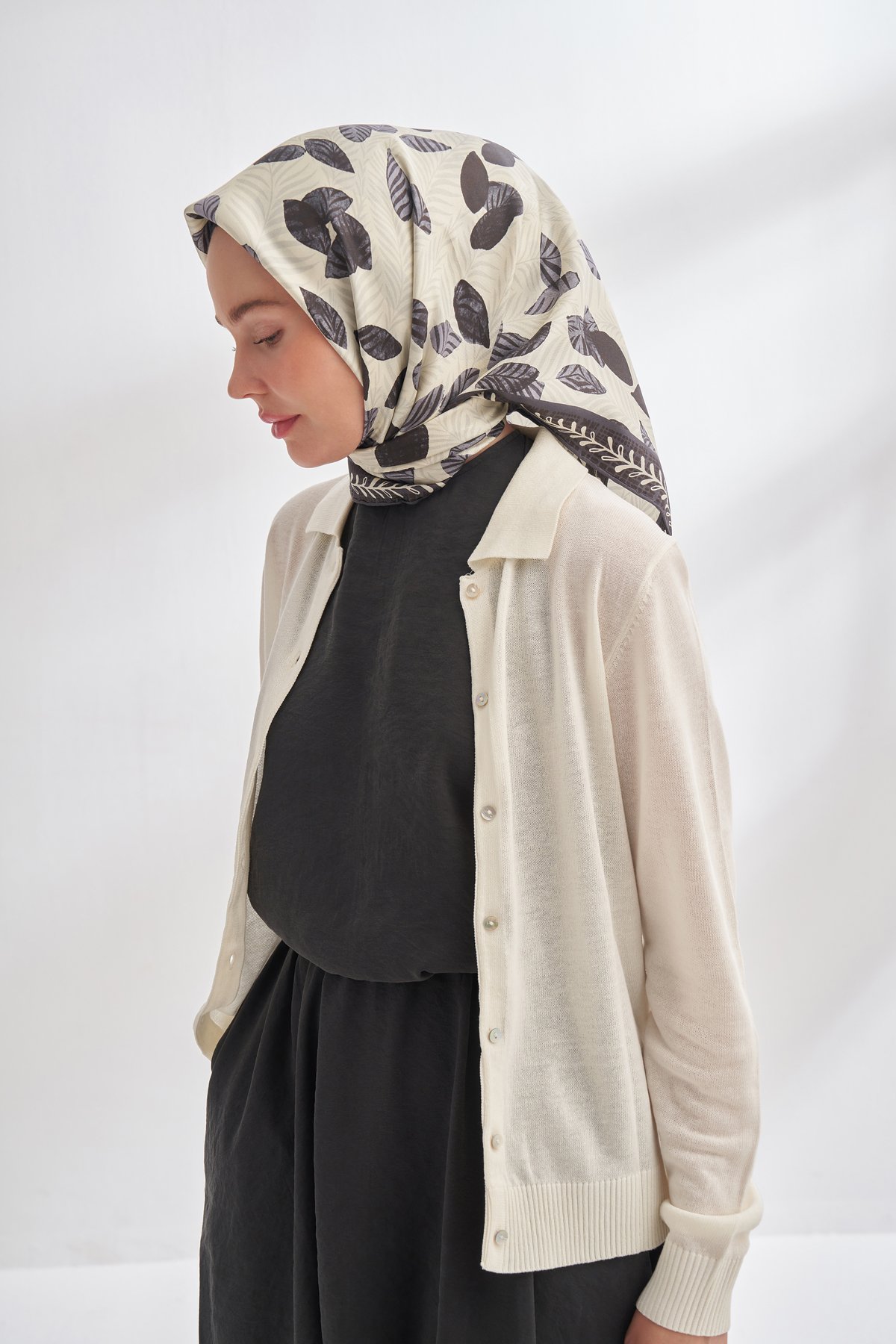 SENSE DESEN TWILL İPEK EŞARP - FÜME