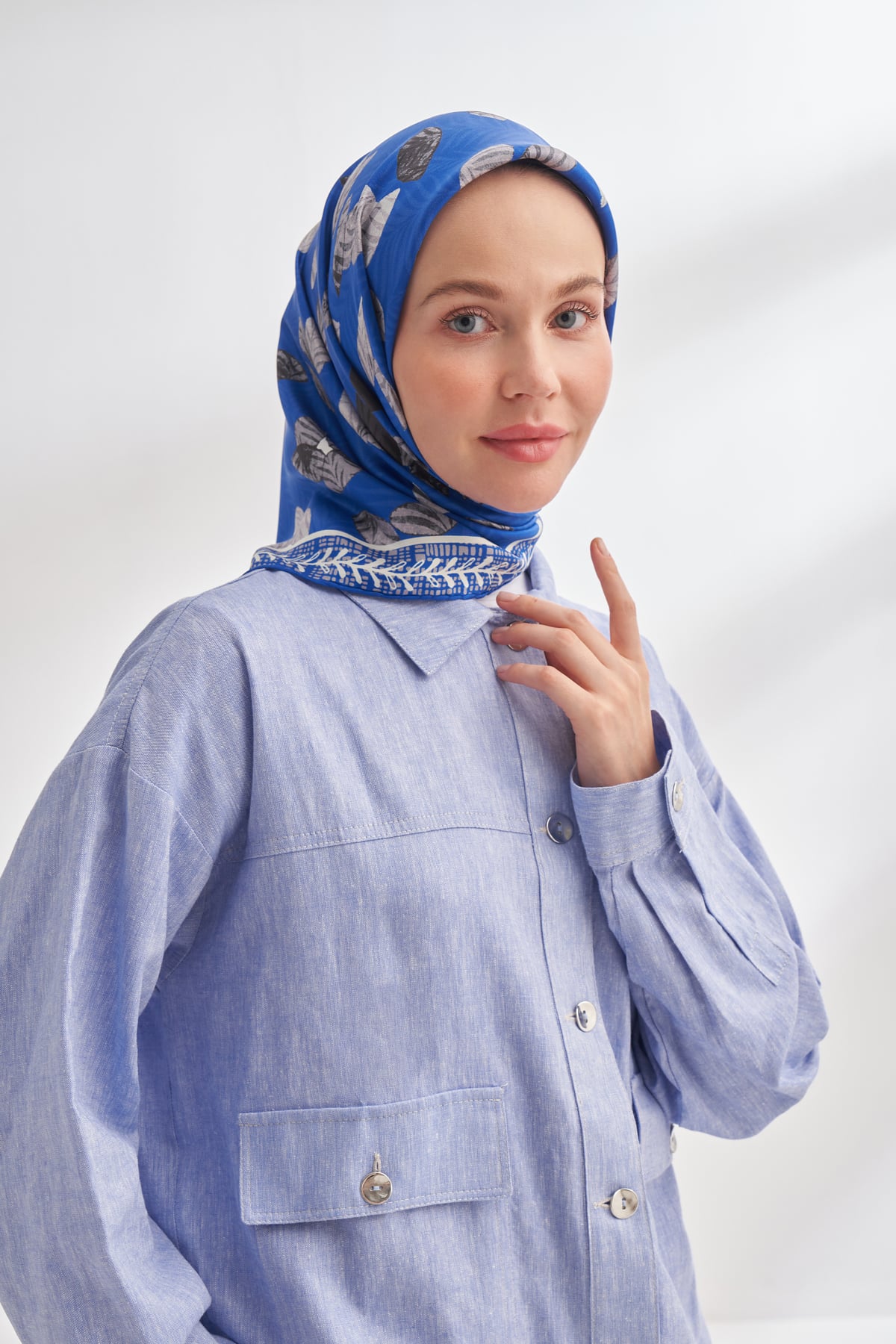 SENSE DESEN TWILL İPEK EŞARP - SAKS