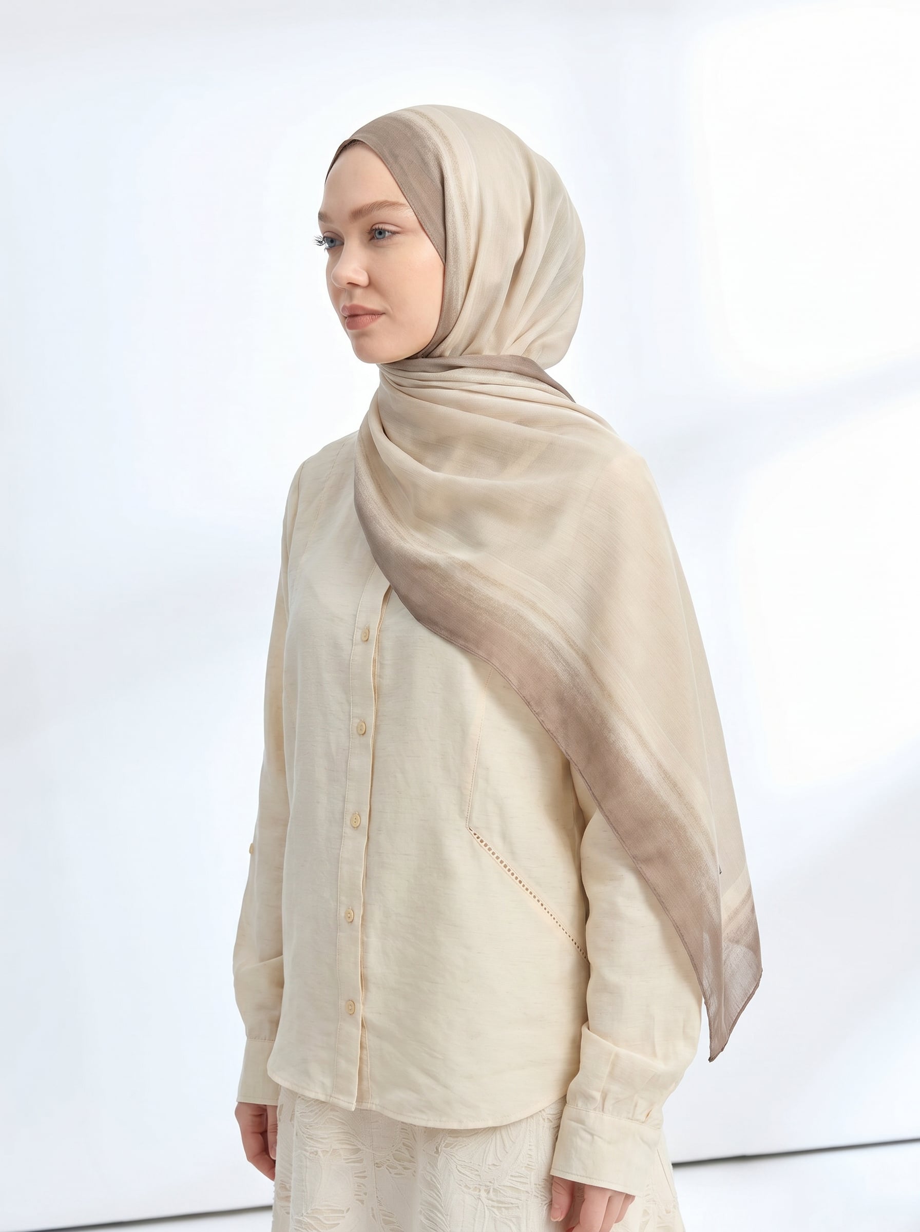 SOFT BLUSH FLOŞ VİSKON ŞAL - BEJ - VİZON