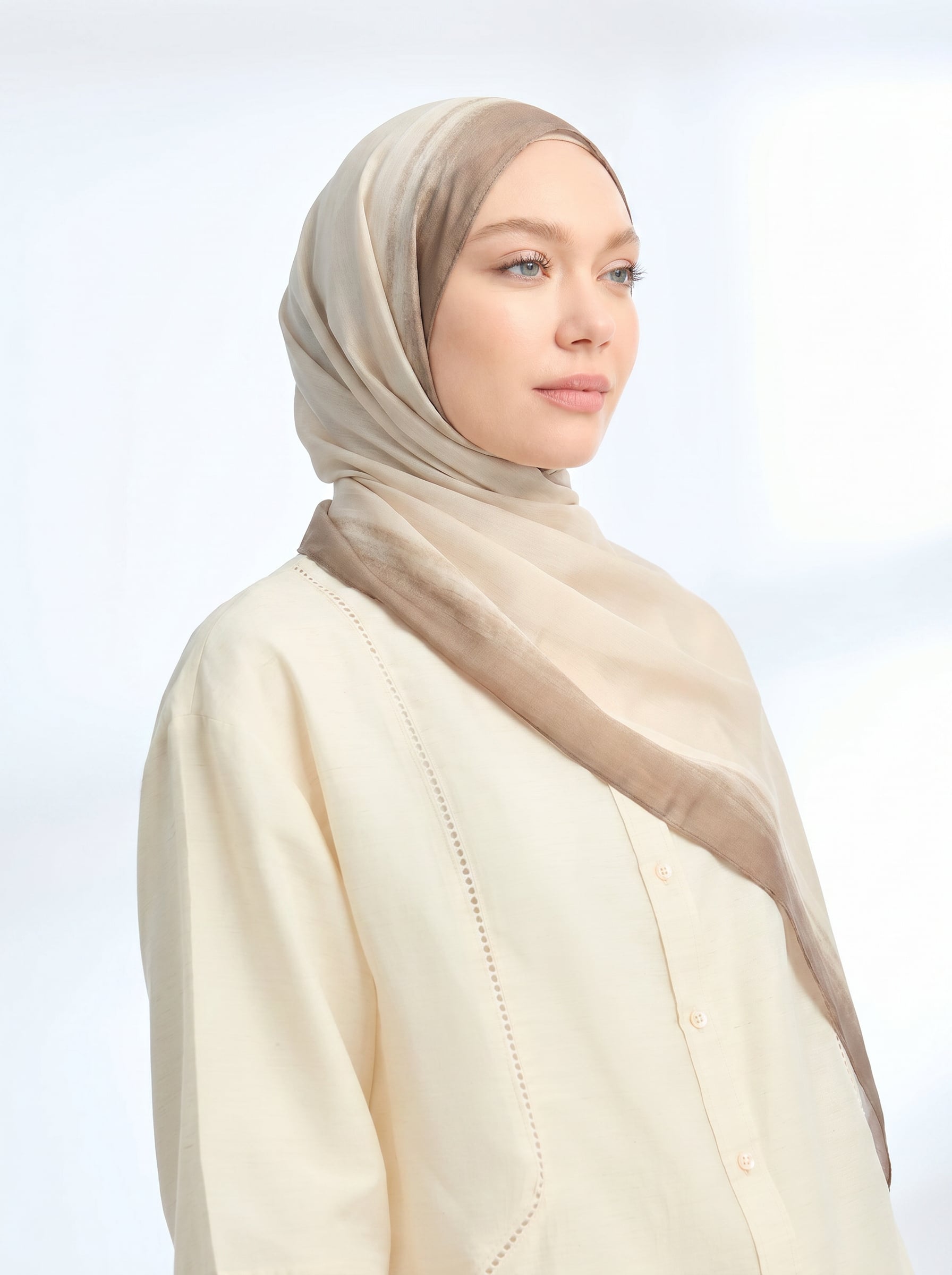 SOFT BLUSH FLOŞ VİSKON ŞAL - BEJ - VİZON