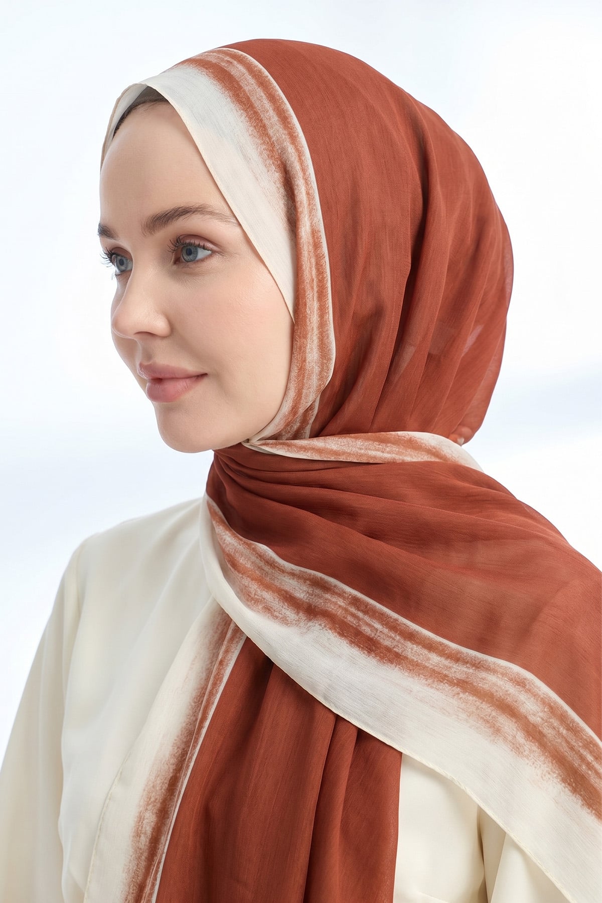 SOFT BLUSH FLOŞ VİSKON ŞAL - KİREMİT