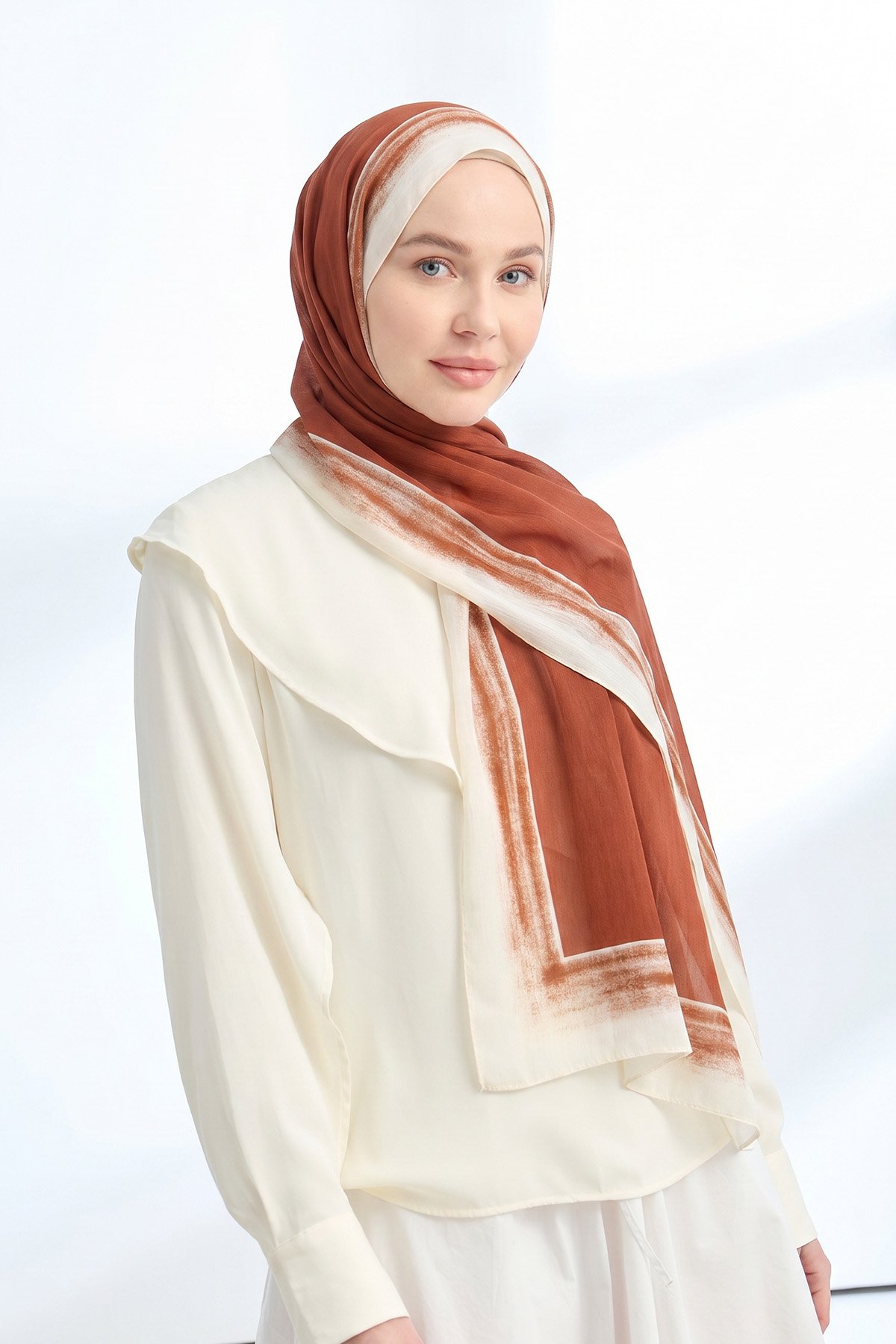 SOFT BLUSH FLOŞ VİSKON ŞAL - KİREMİT
