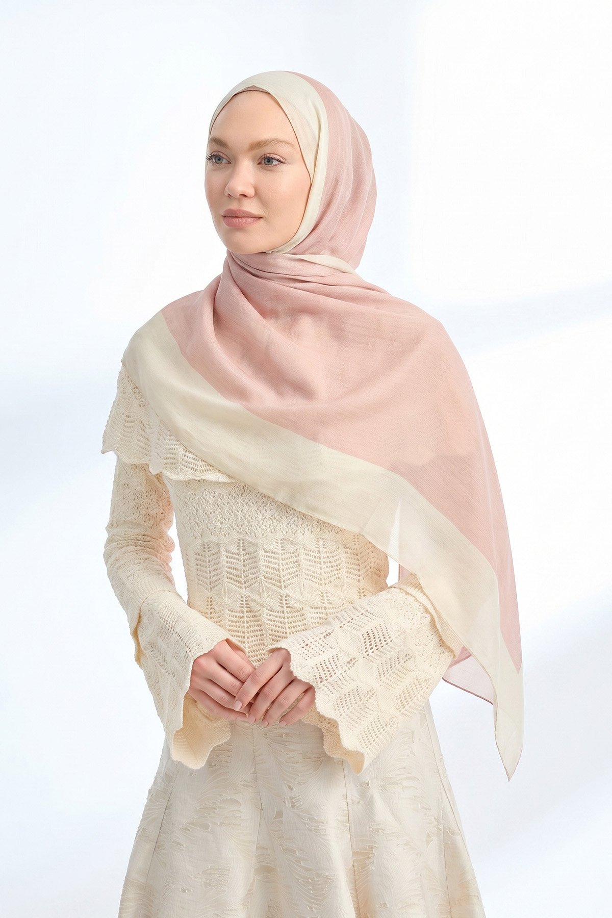 SOFT BLUSH FLOŞ VİSKON ŞAL - PUDRA