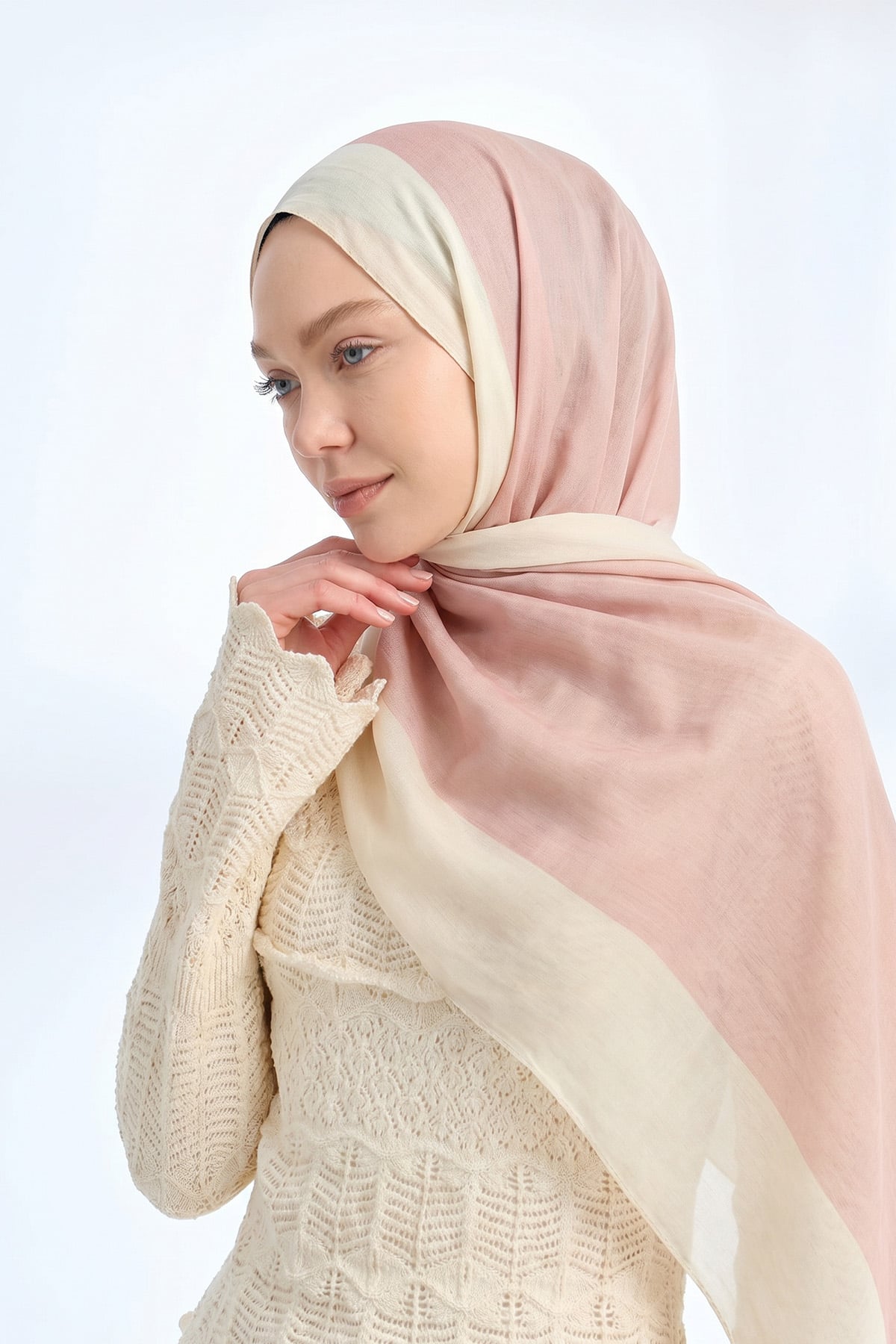 SOFT BLUSH FLOŞ VİSKON ŞAL - PUDRA