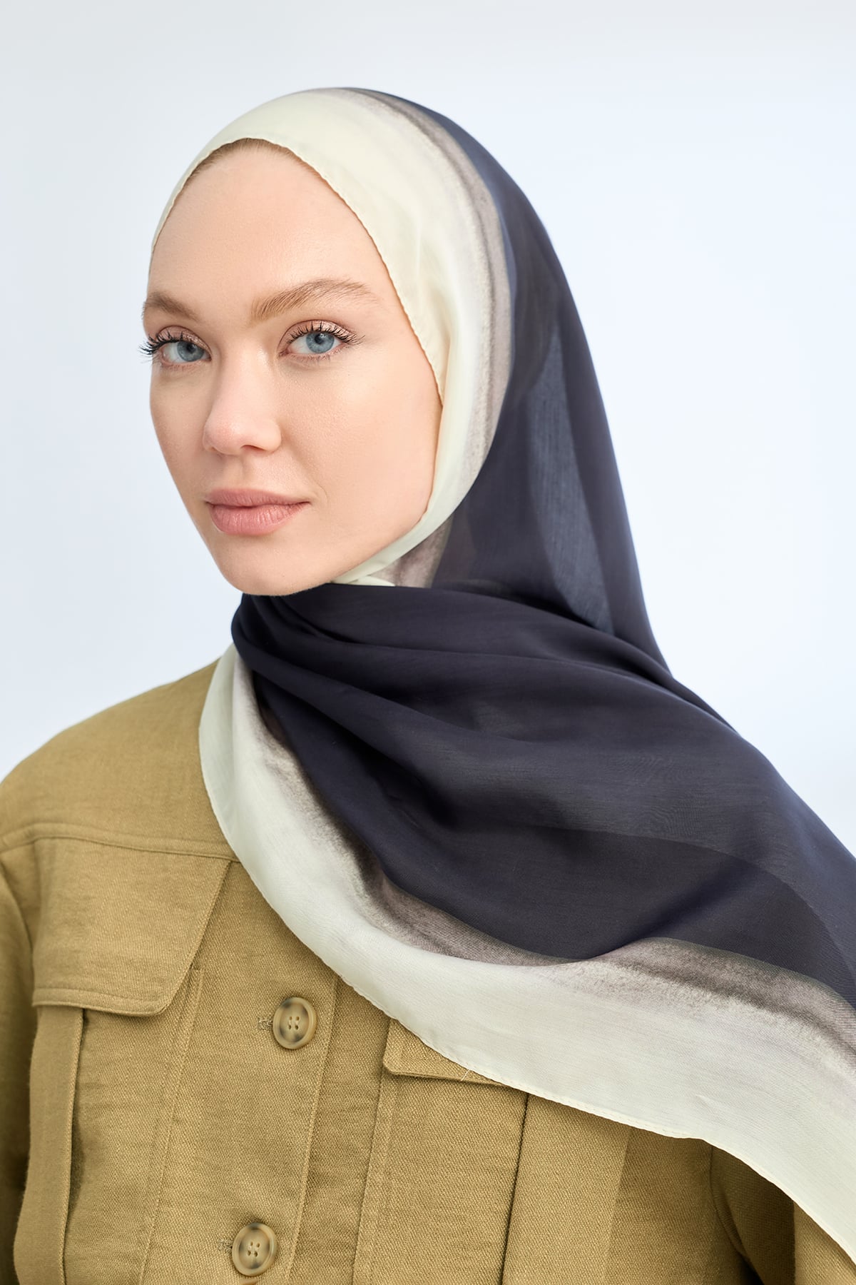SOFT BLUSH FLOŞ VİSKON ŞAL - SİYAH - KREM