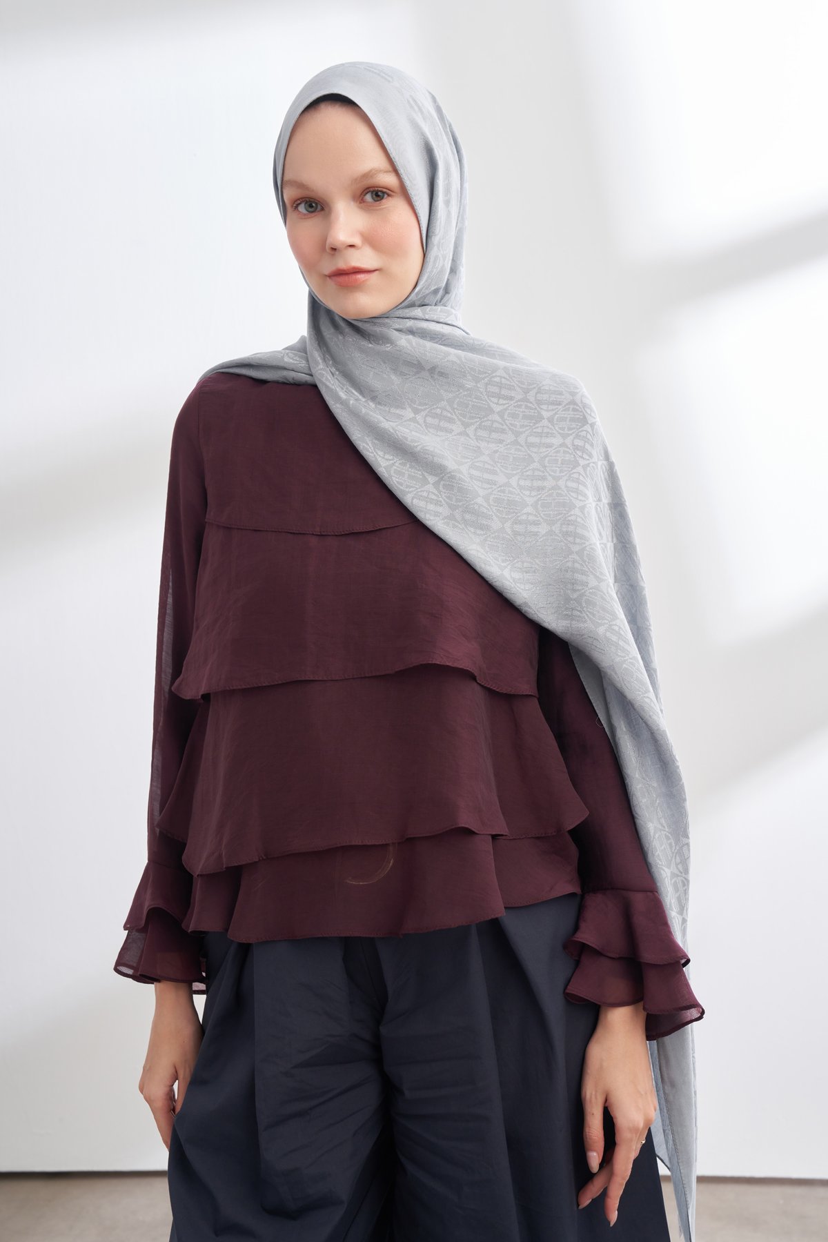 SOLEA JAKAR ICON DESEN ŞAL - GRİ