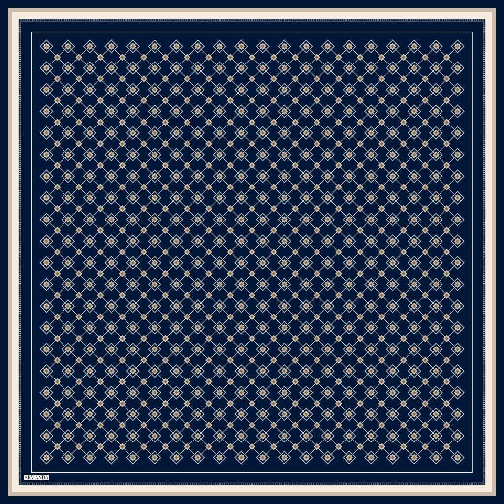 VELA DESEN TWILL İPEK EŞARP - LACİVERT