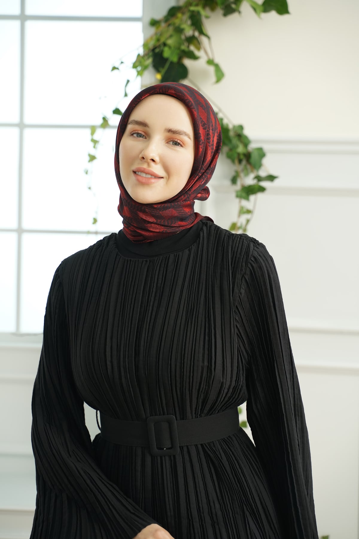 ZİNCİR DESEN EŞARP - KIRMIZI