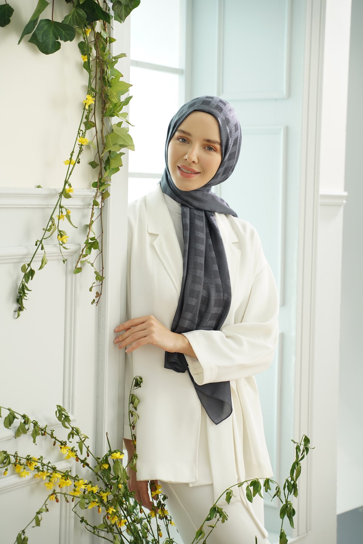 ZİNCİR DESEN ŞAL - FÜME