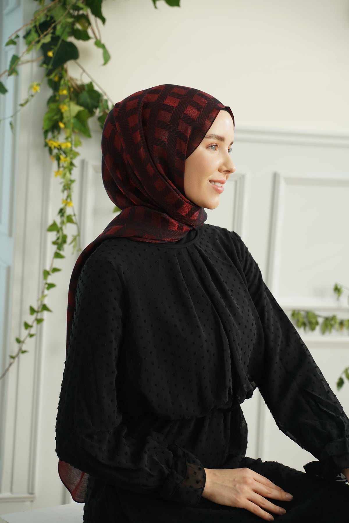 ZİNCİR DESEN ŞAL - KIRMIZI