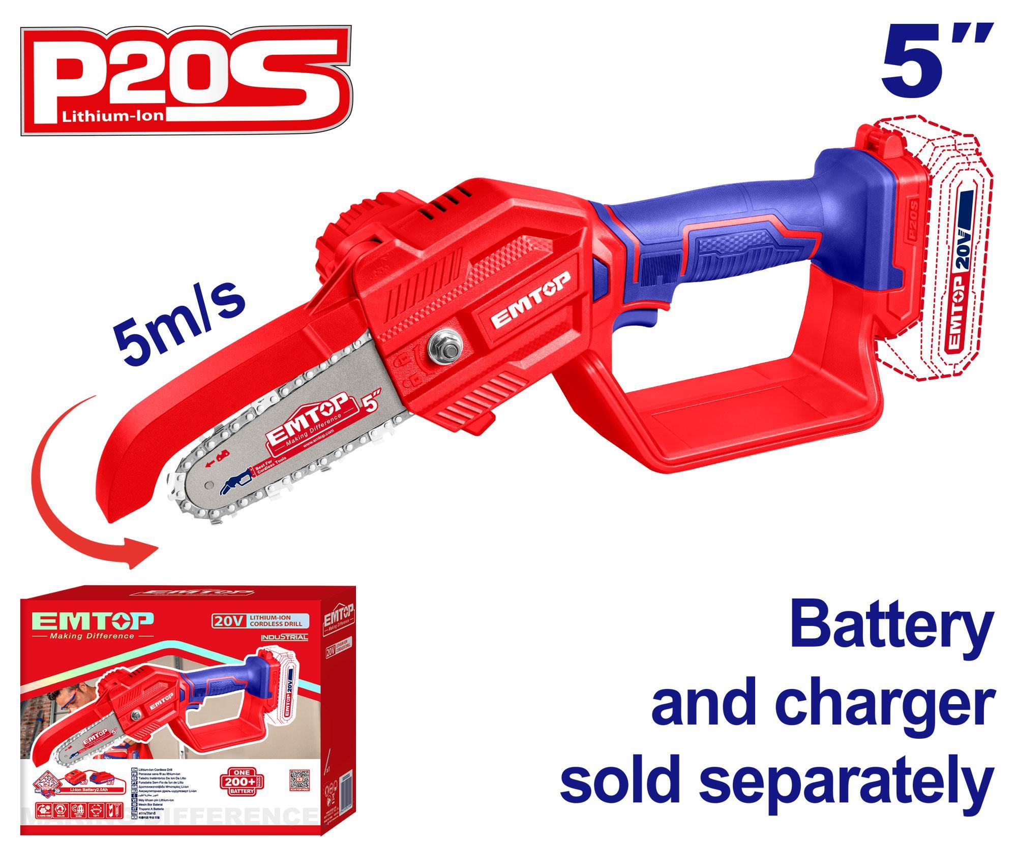 Ağaç MotoruEmtop Akülü Mini Ağaç Motoru 13CM 20V (Sadece Alet)