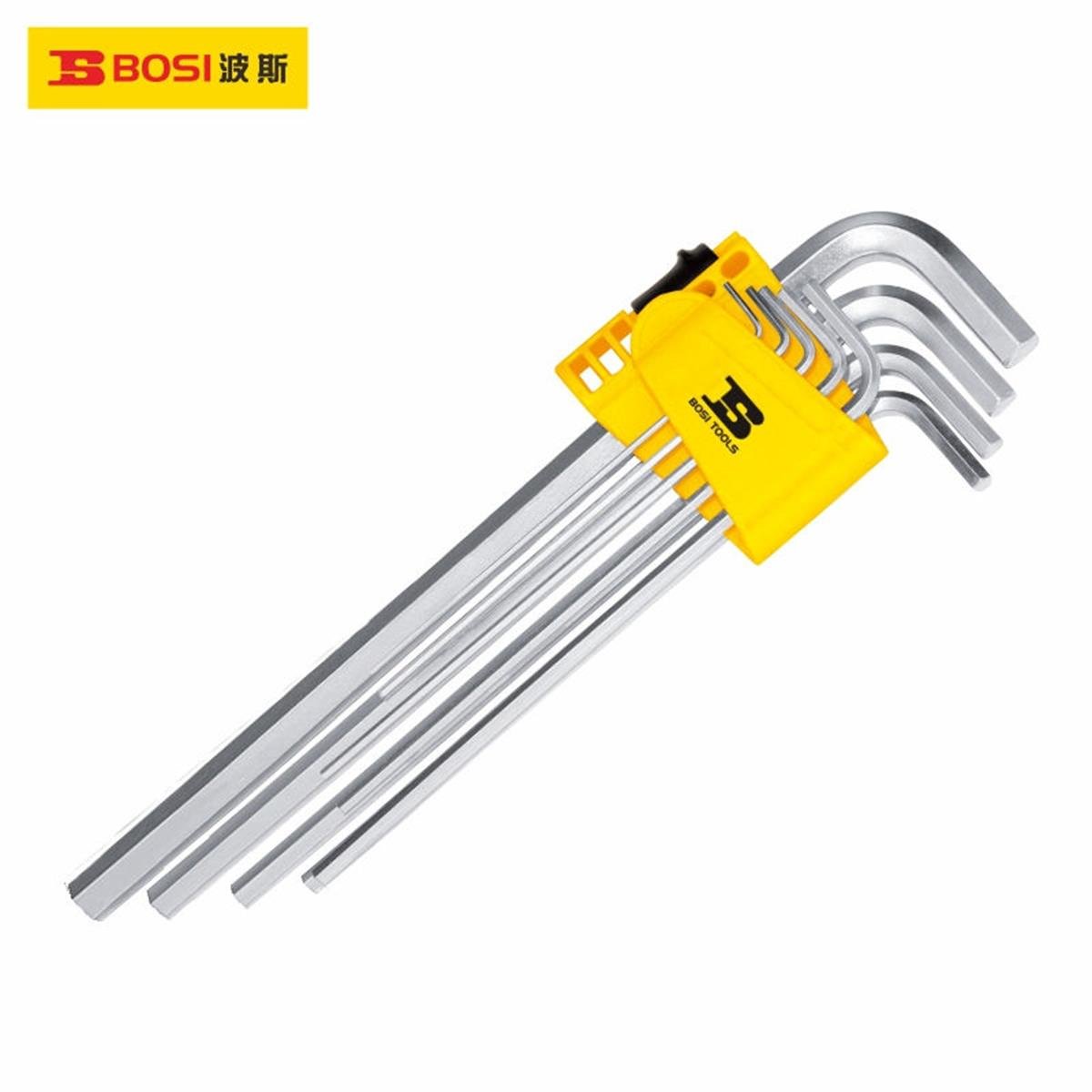 Alyan AnahtarBosi Alyan Anahtar L Tip Top Başlı 6 Köşe Metrik 1.5-10Mm 9 Parça