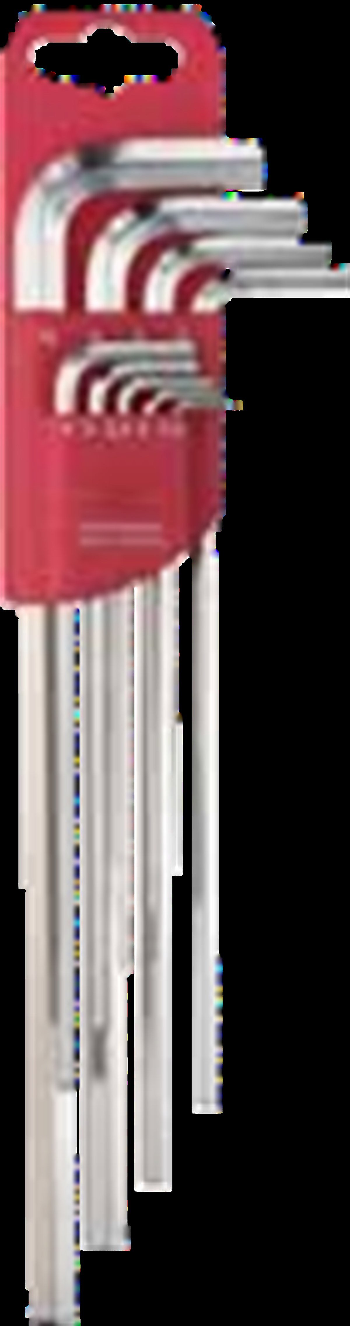 Alyan AnahtarDönges Altıköşe Anahtar Seti 9 Parça Uzun Saplı ,Nikel Kaplama 1/16''-3/8''