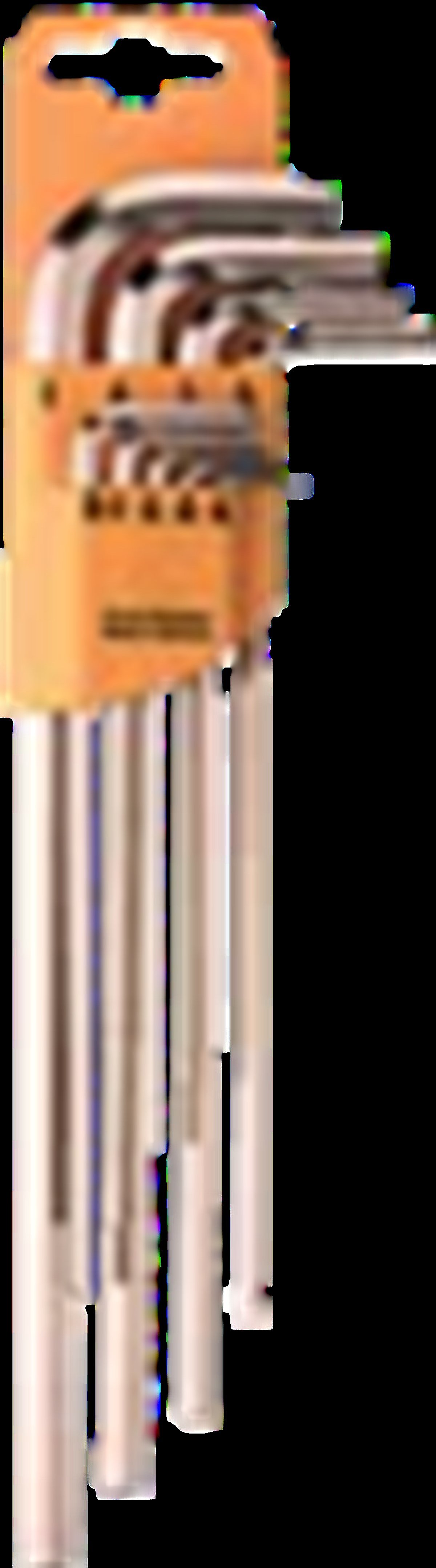 Alyan AnahtarDönges Altıköşe Anahtar Seti 9 Parça Uzun Saplı ,Nikel Kaplama 1.5MM-10MM