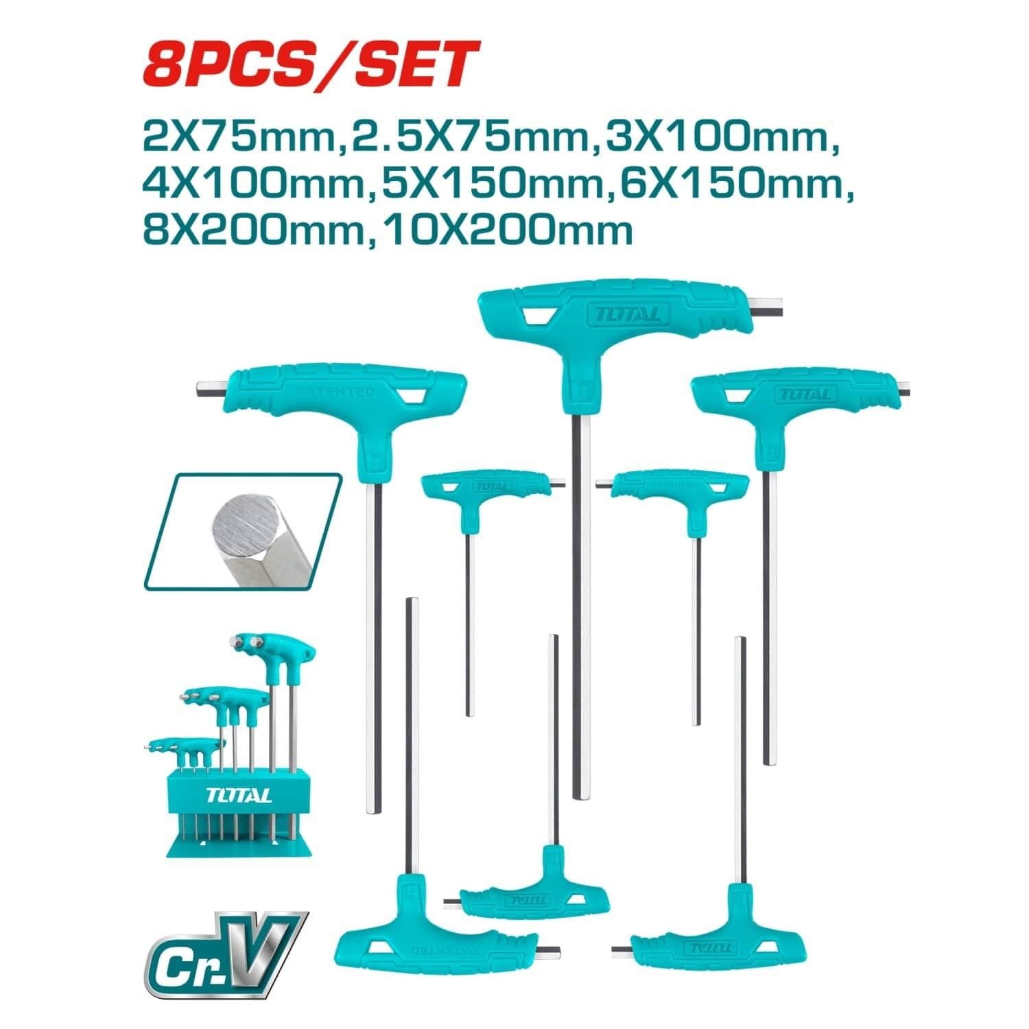 Alyan AnahtarTotal Alyen Anahtar Plastik T Saplı 8 Prc/Set 1.5-10MM