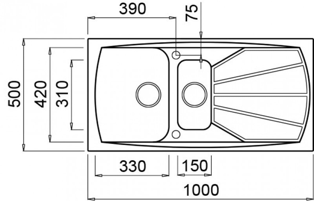 Bir Buçuk GözElleci Granit Evye Bir Buçuk Göz Living Aleminyum 100X50