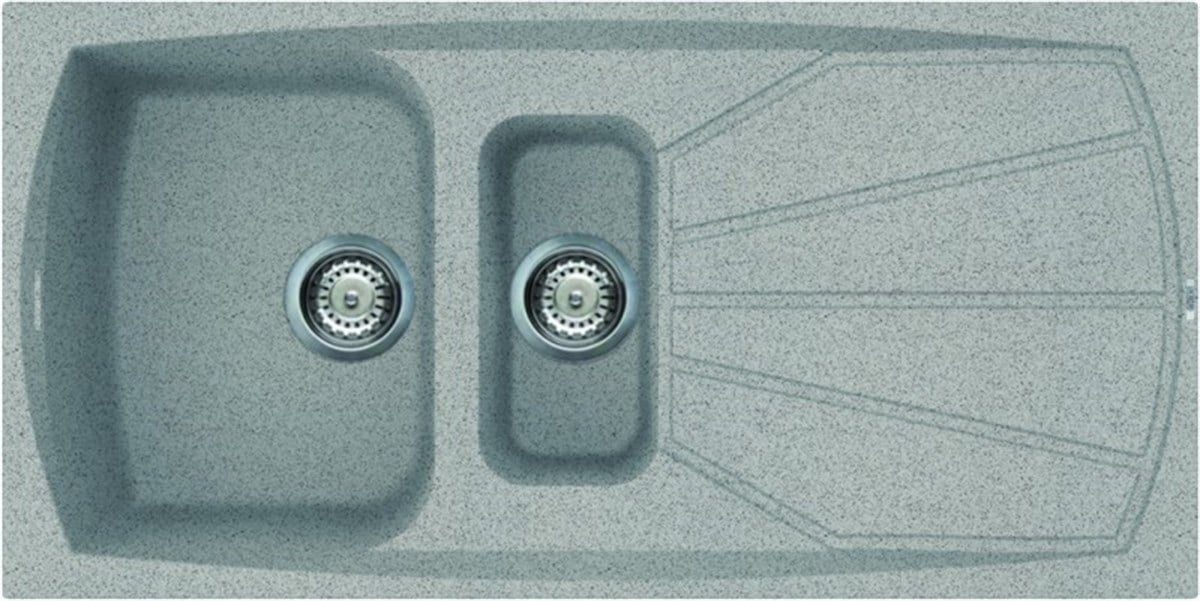 Bir Buçuk GözElleci Granit Evye Bir Buçuk Göz Living Gri 100X50