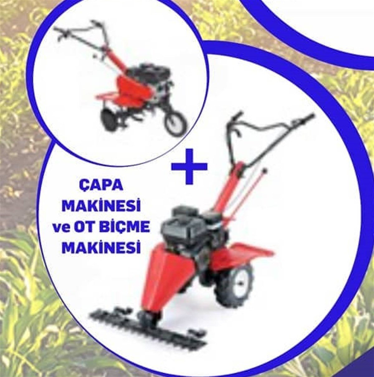 ÇapalamaTafun Çapa Makinesi Benzin 85CM 6.5HP+Ot Biçme (Trifil) Makinesi 90CM Ağız