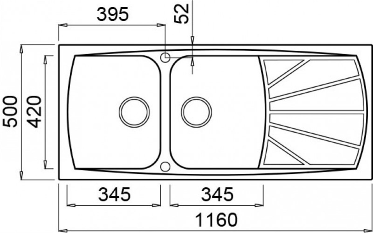 Çift GözElleci Granit Evye Çift Göz Living Titan Beyaz 116X55