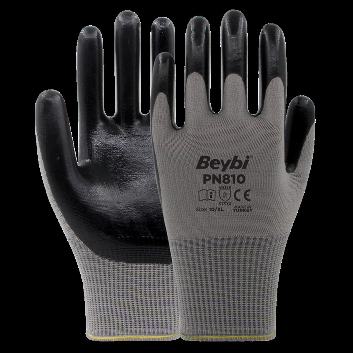 EldivenlerBeybi Eldiven Polyester Örme Pm810 Gri-Siyah