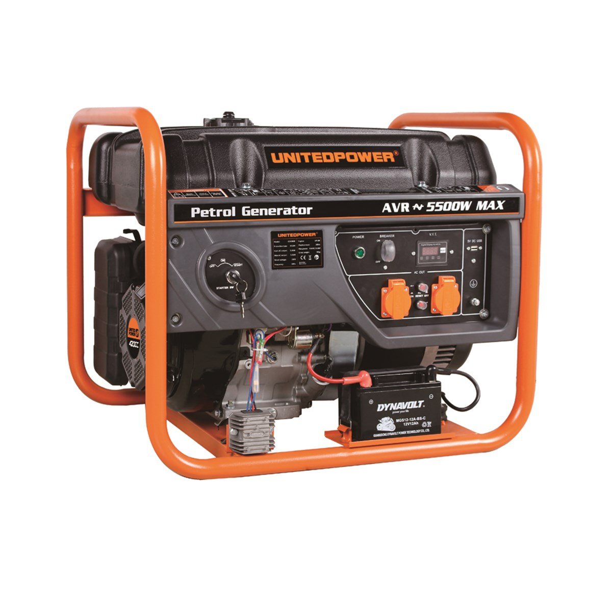 Jeneratör ve AksesuarlarıUnited Power Jenerator 5.5KW 6.9 KVA Benzinli Starterli-Tekerlekli (Akü Ekstra)