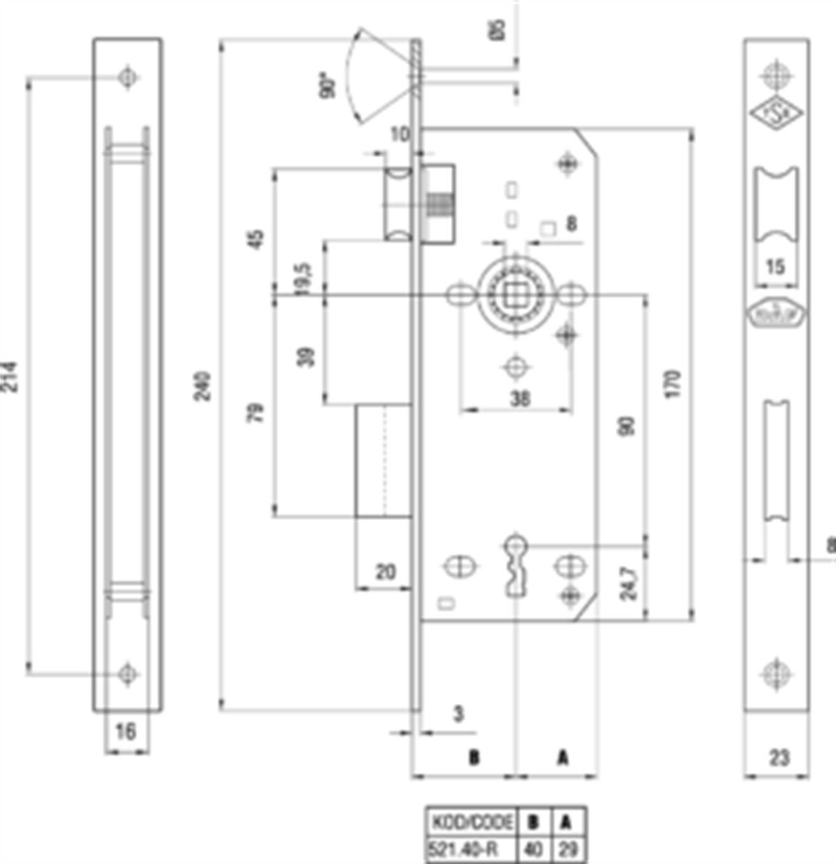 KilitlerDaf Kilit Oda Kapı Kilidi 40MMX90MM 521-40 RDST