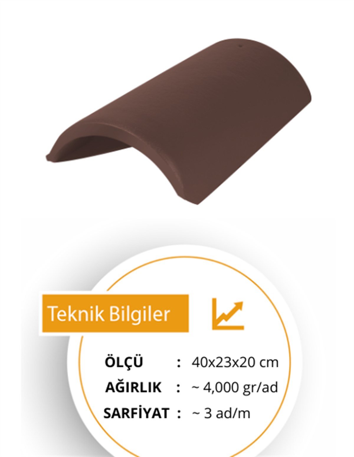 KiremitHatipoğlu Güneş Mahya Beton Kiremit Koyu Kahve