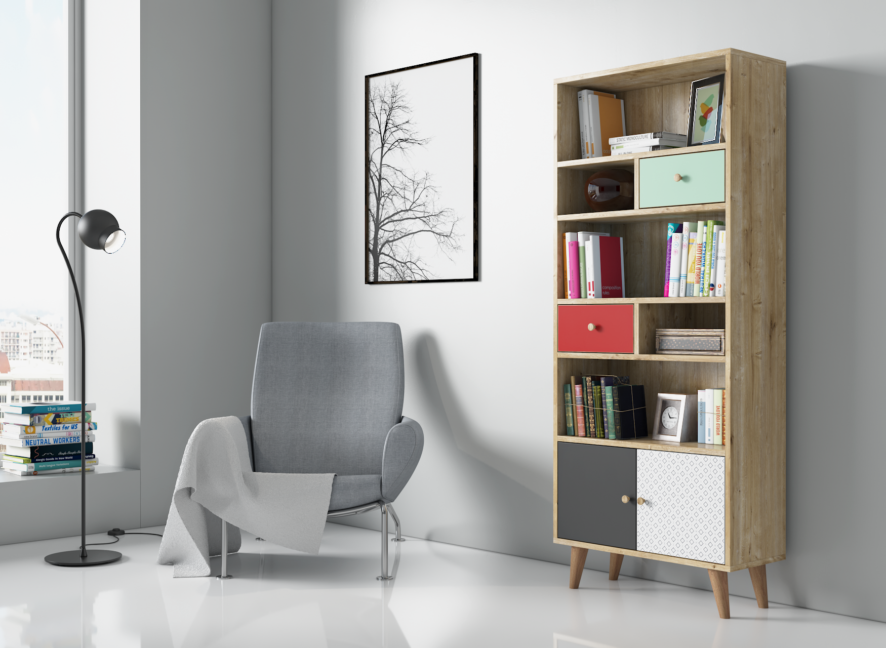 KitaplıkColores Kitaplık 70CMx170CMx30CM