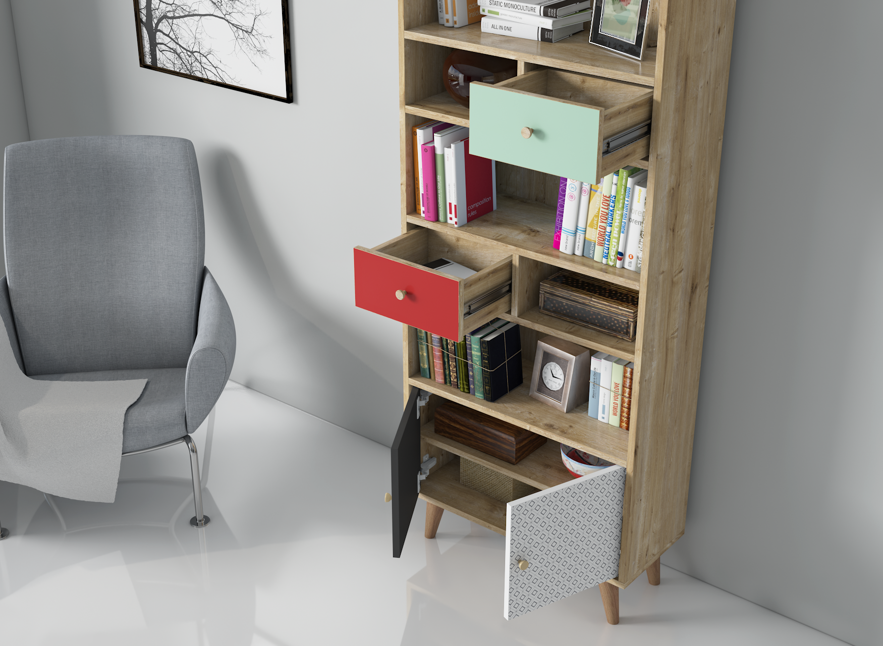 KitaplıkColores Kitaplık 70CMx170CMx30CM