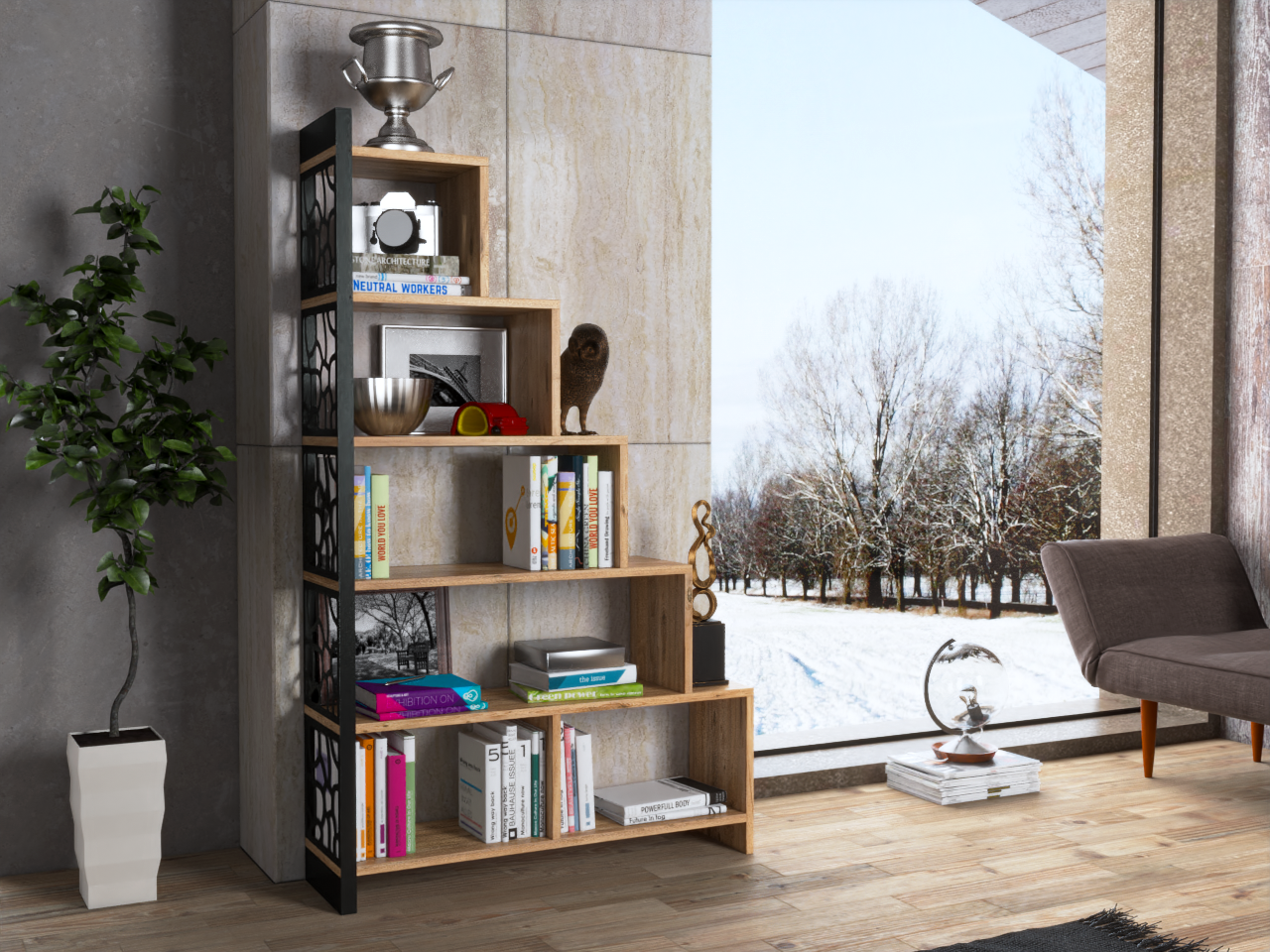 KitaplıkIndependent Kitaplık Atlantik Çam 120CMx145CMx25CM