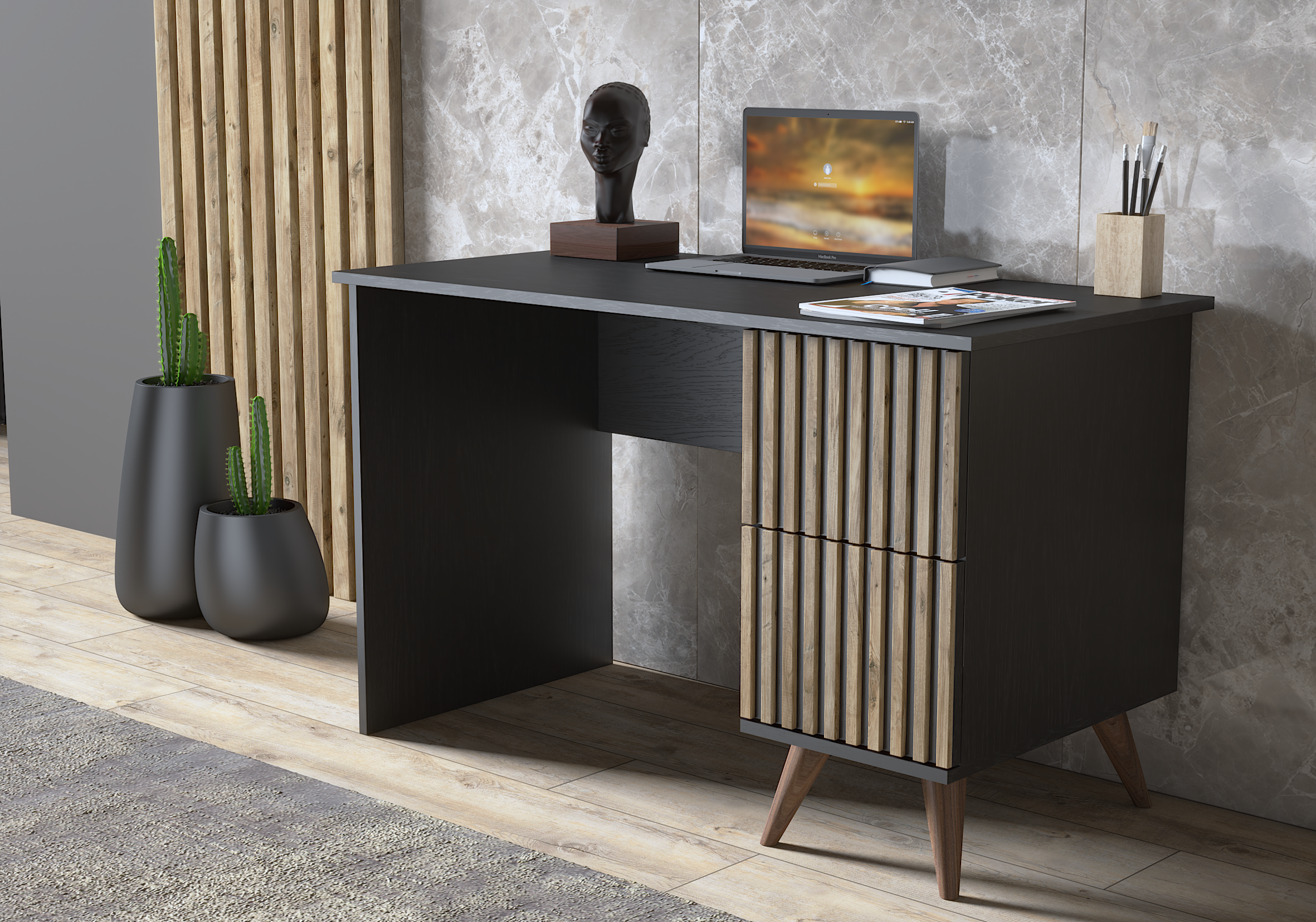 KitaplıkZebra Çalışma Masası Atlantik Çam / Siyah 120CMx75CMx60CM