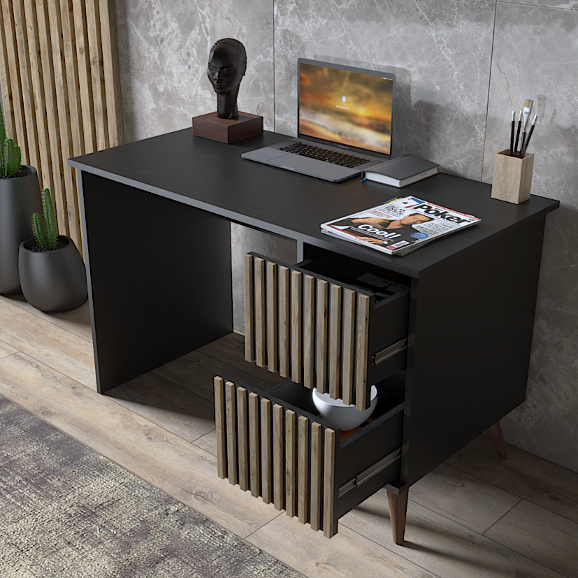 KitaplıkZebra Çalışma Masası Atlantik Çam / Siyah 120CMx75CMx60CM