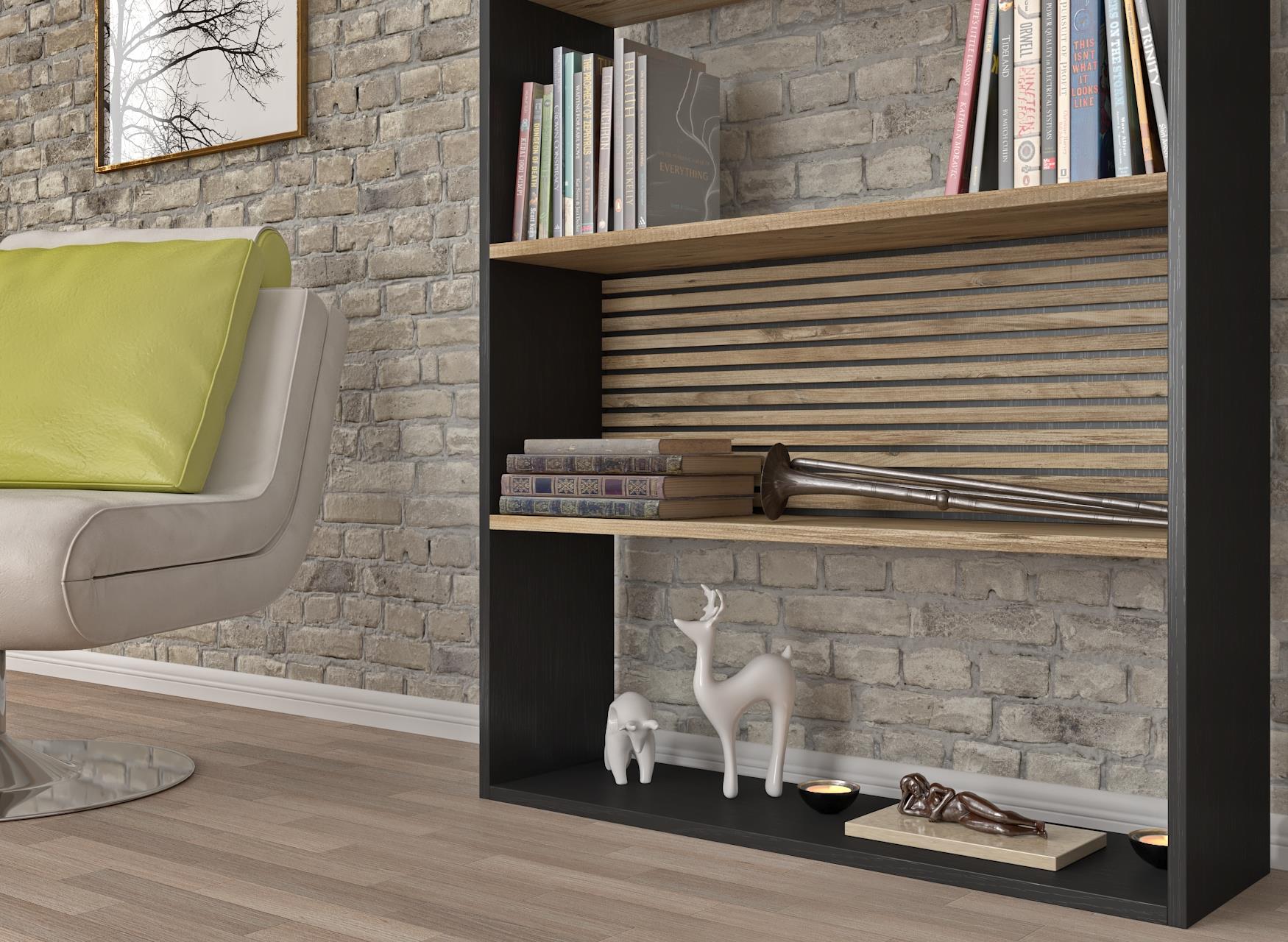 KitaplıkZebra Kitaplık Atlantik Çam/Siyah 90CMx180CMx25CM