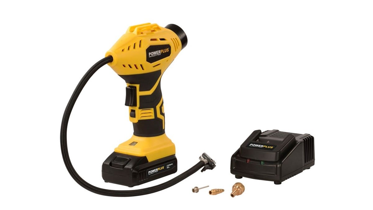 KompresörlerPowerplus Araba Lastik Kompresörü Akülü 18V (1Akü+Şarjer)