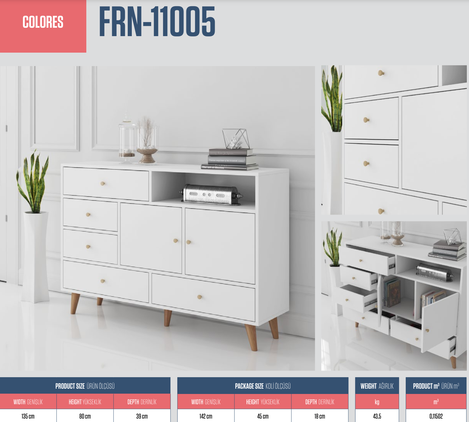 KonsolColores Konsol Beyaz 135CMx95CMx40CM