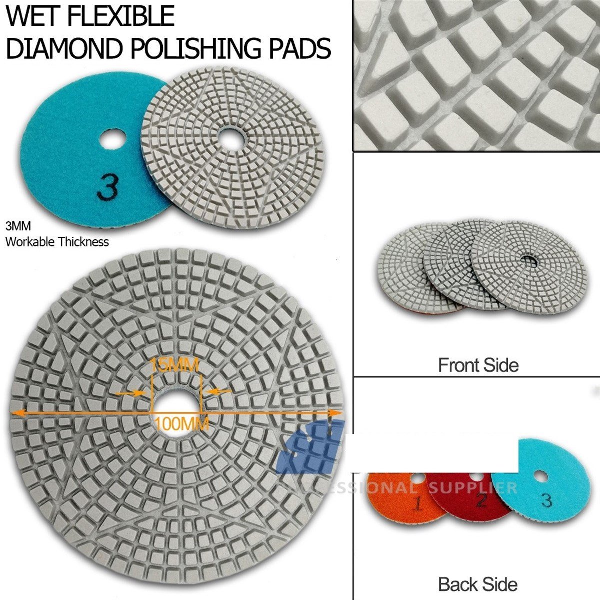 Poliş AksesuarlarıMax-DIA Elmas Parlatma Pedi Kuru/Islak 100Mm