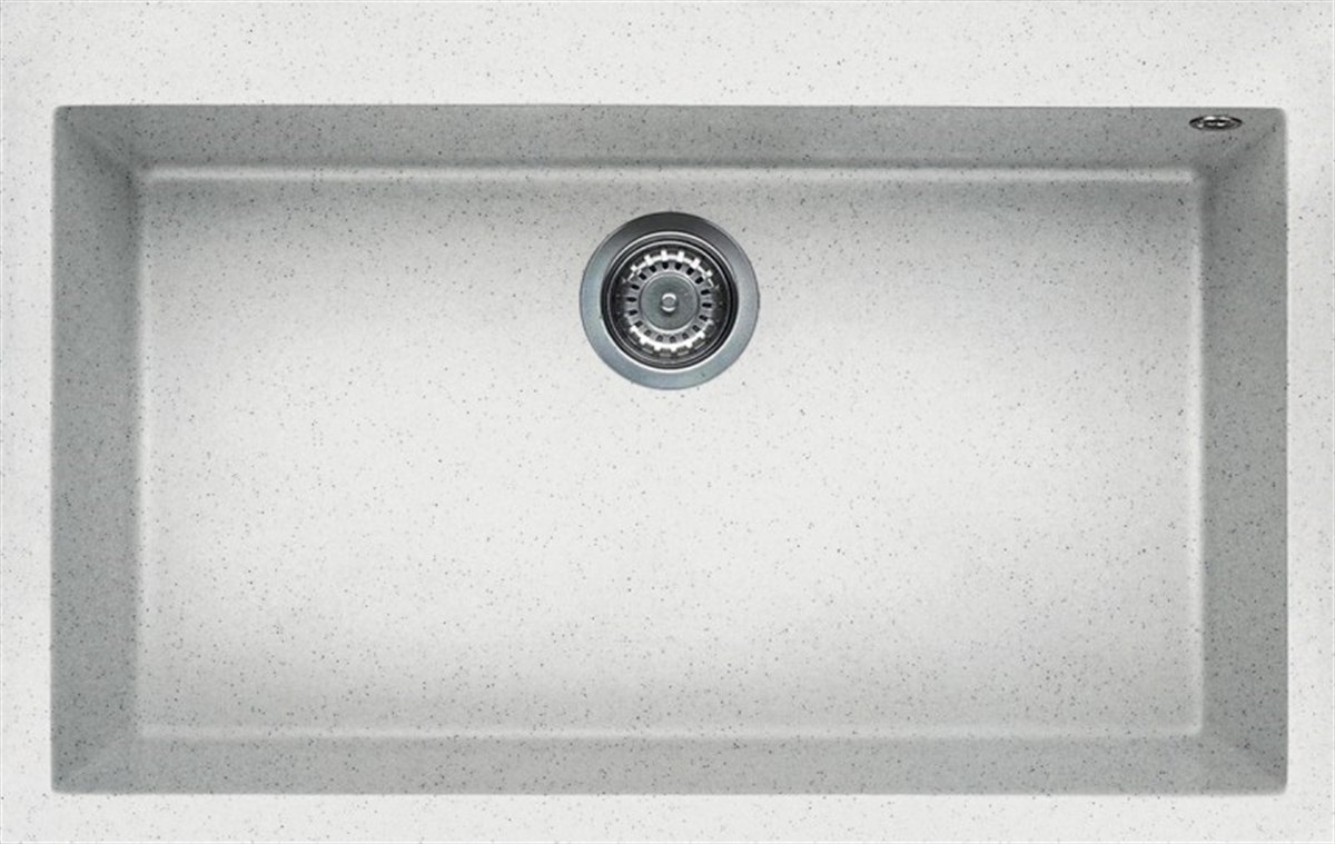 Tek GözElleci Granit Evye Tek Göz Damlalıksız Quadra Kumlu Beyaz 79X50