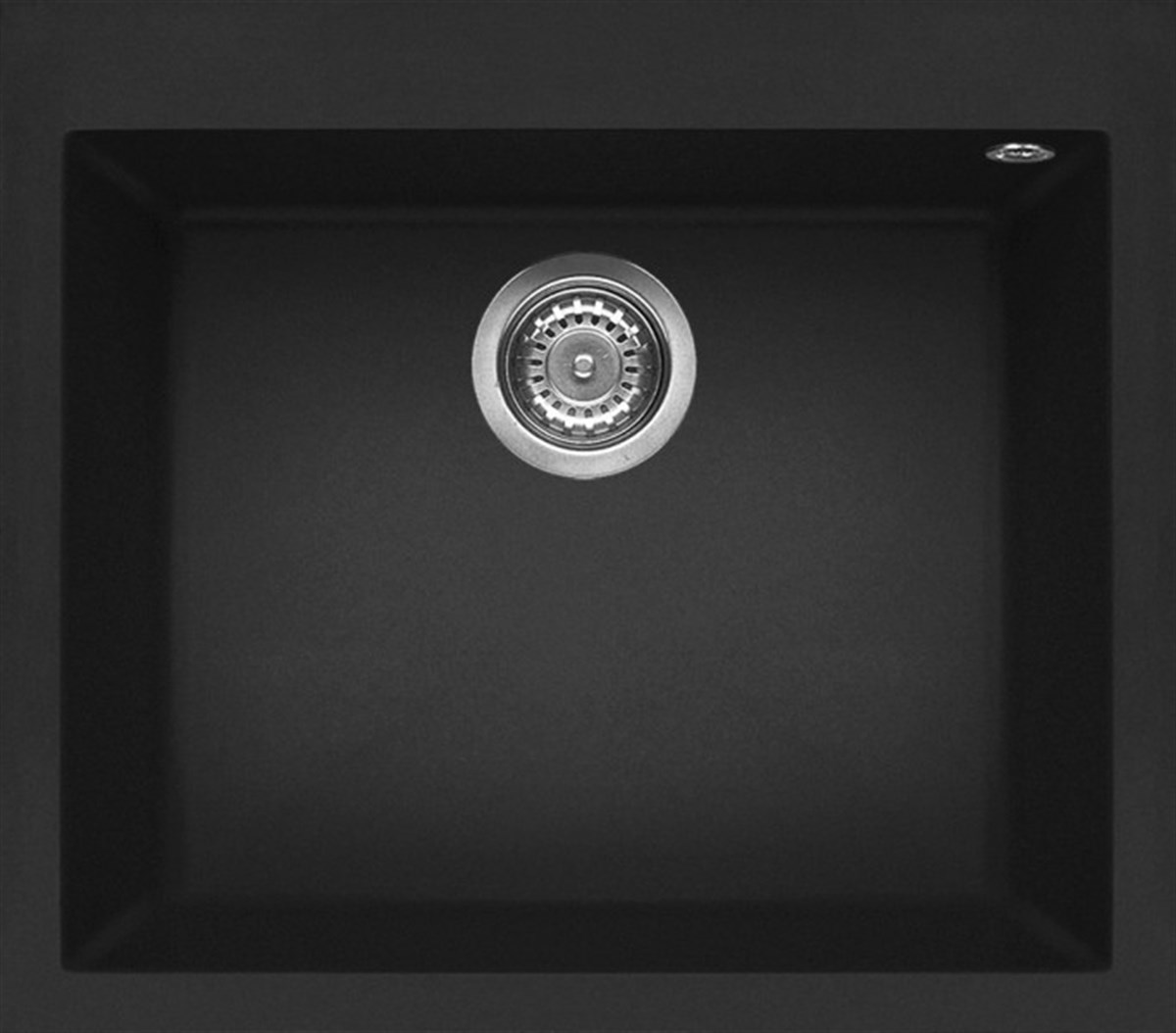 Tek GözElleci Granit Evye Tek Göz Damlalıksız Quadra Siyah 54X44