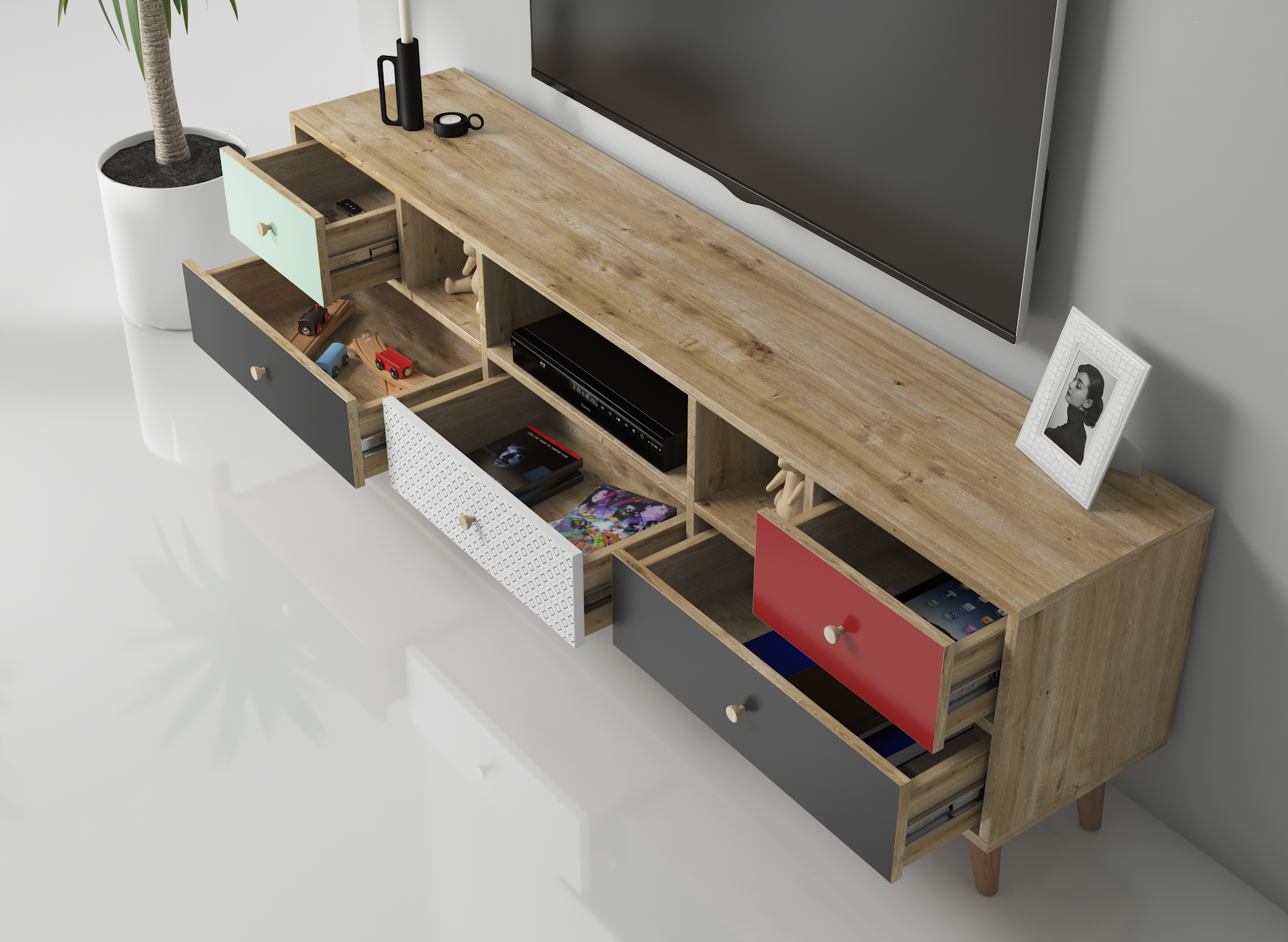 TV ÜnitesiColores Tv Ünitesi 180CMx55CMx35CM